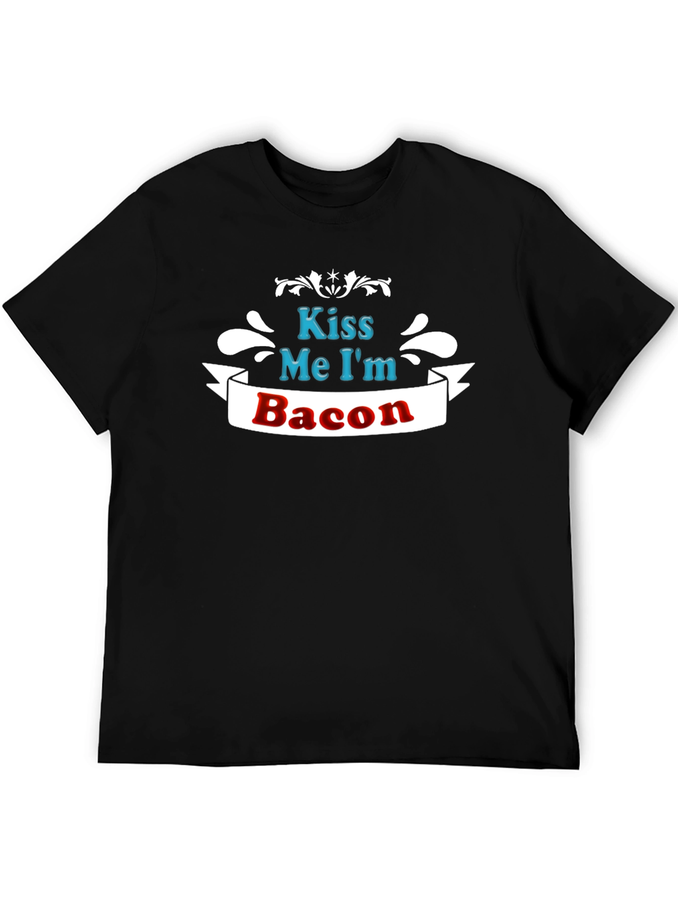 Black Kiss Me I'm Bacon - Funny T-Shirt view 5