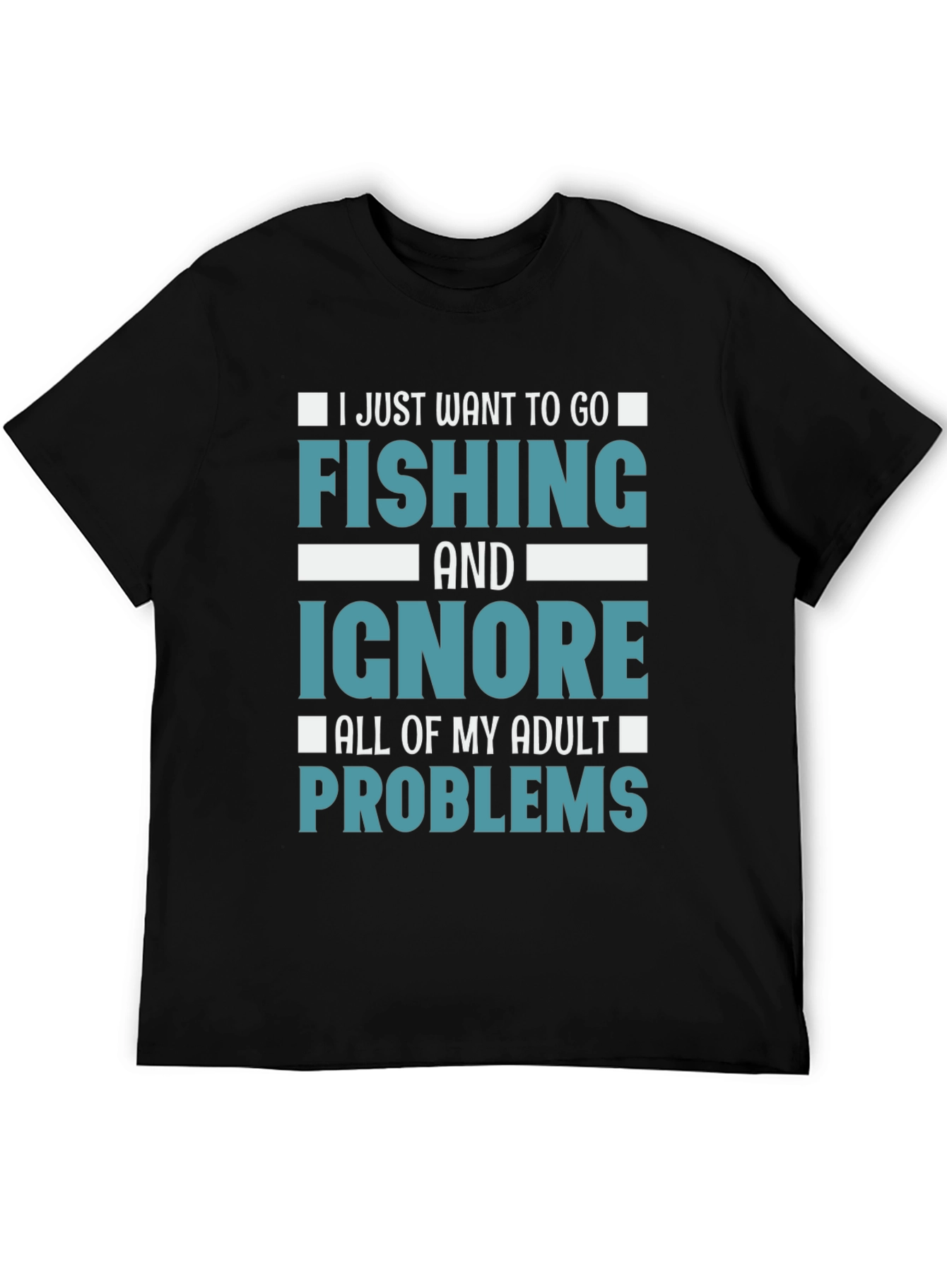 Black Fishing T-Shirt - Ignore Adult Problems Tee view 5