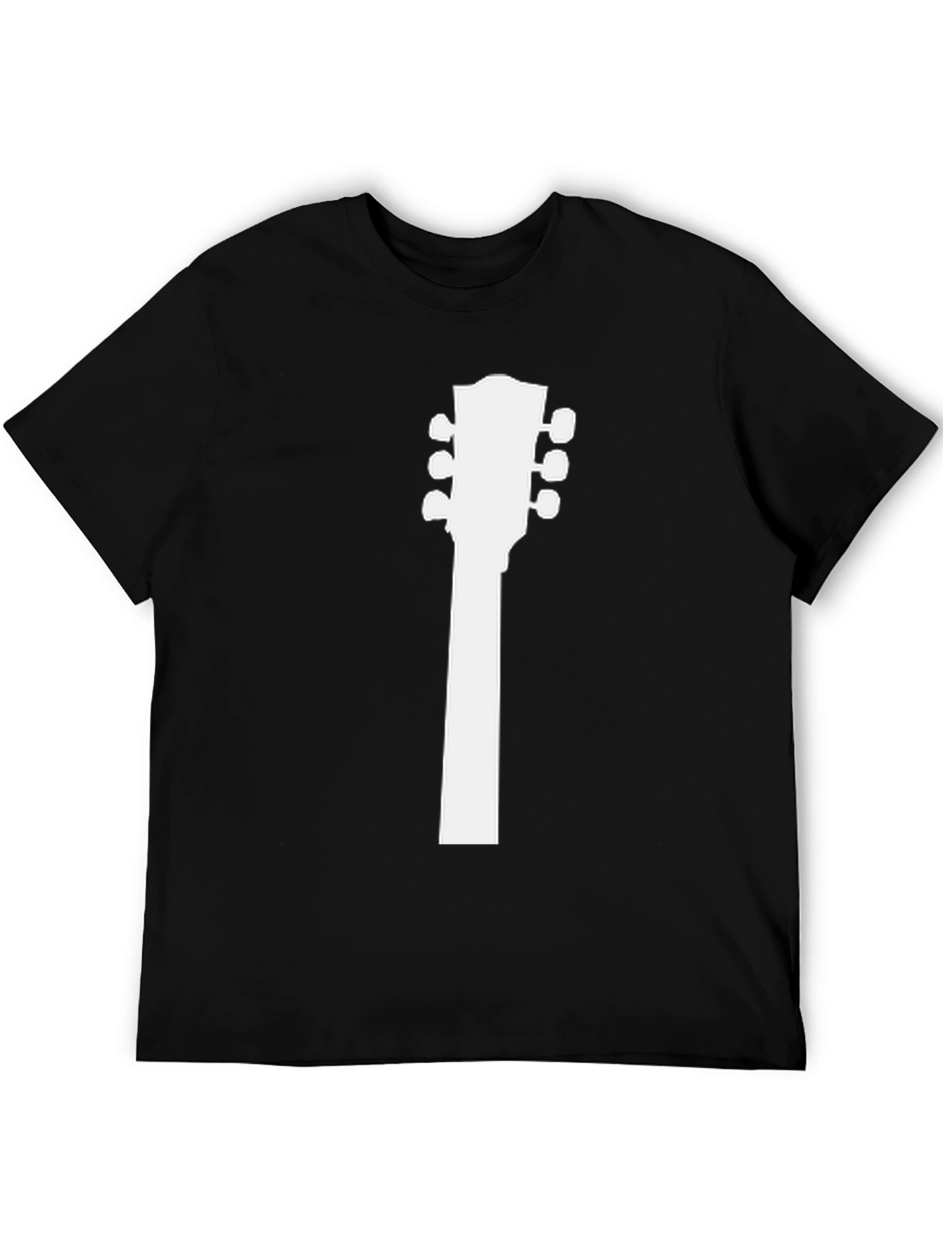 Black Guitar Headstock Graphic Tee - Black Cotton Shirt view 5