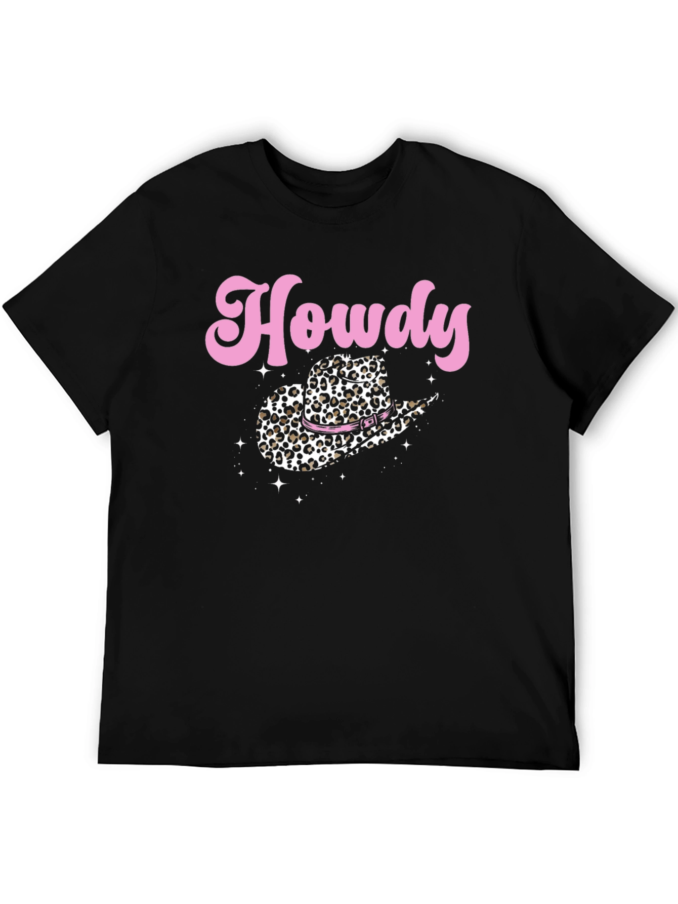 Black Howdy Leopard Cowboy Hat Graphic Tee view 5