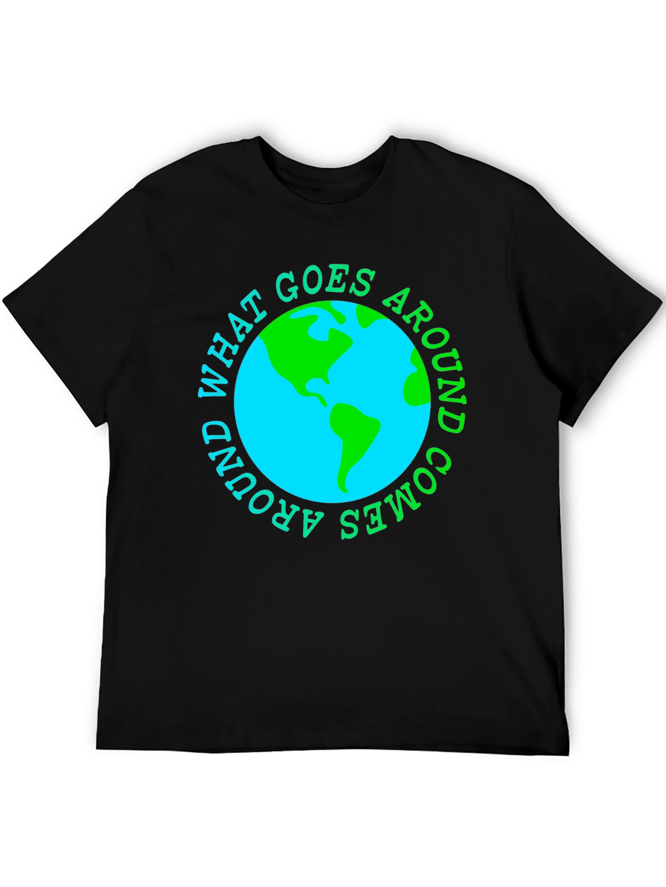 Black What Goes Around Comes Around Earth T-Shirt view 5