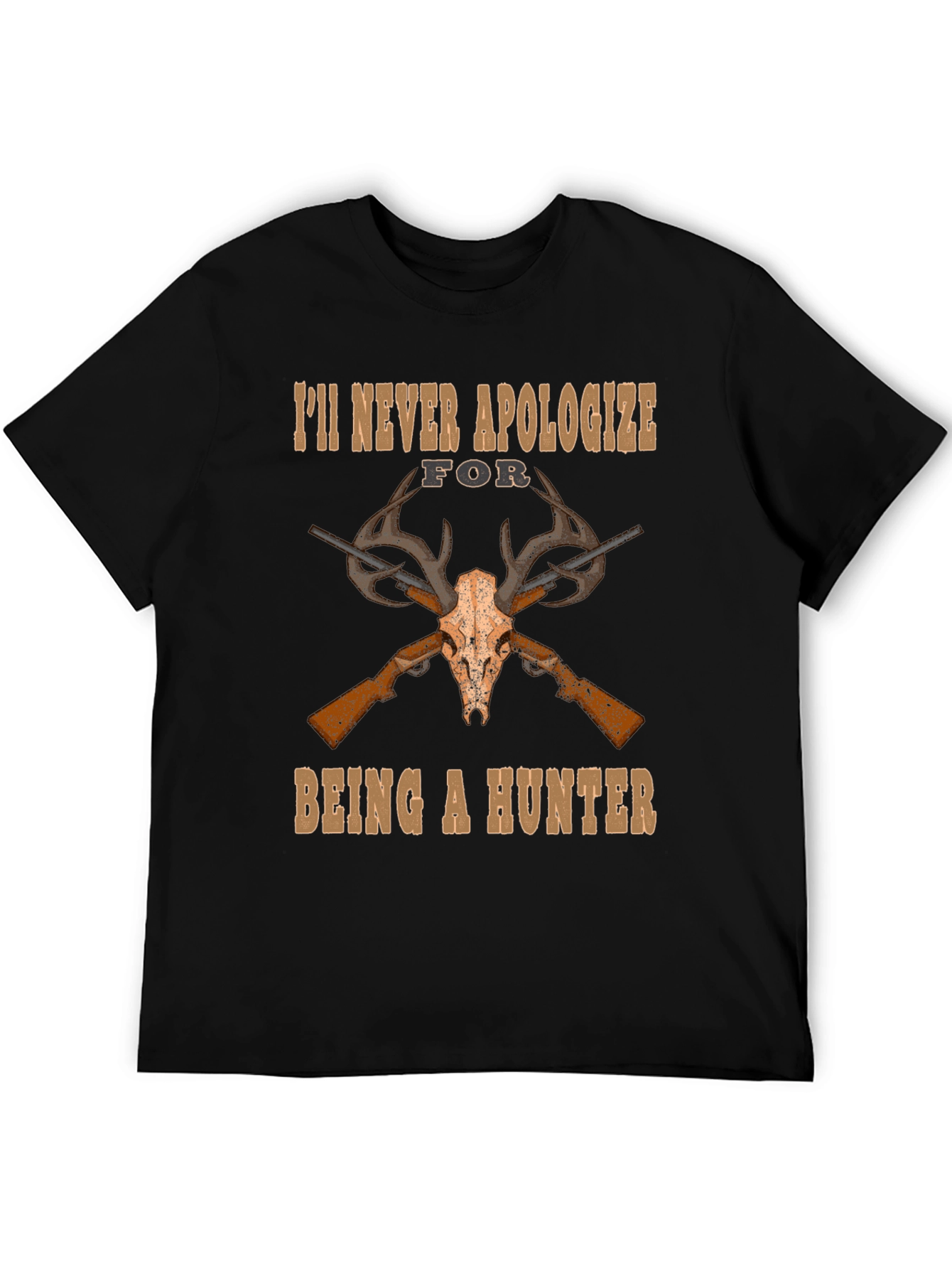 Black Hunter's Pride T-Shirt - Skull & Guns Design view 5