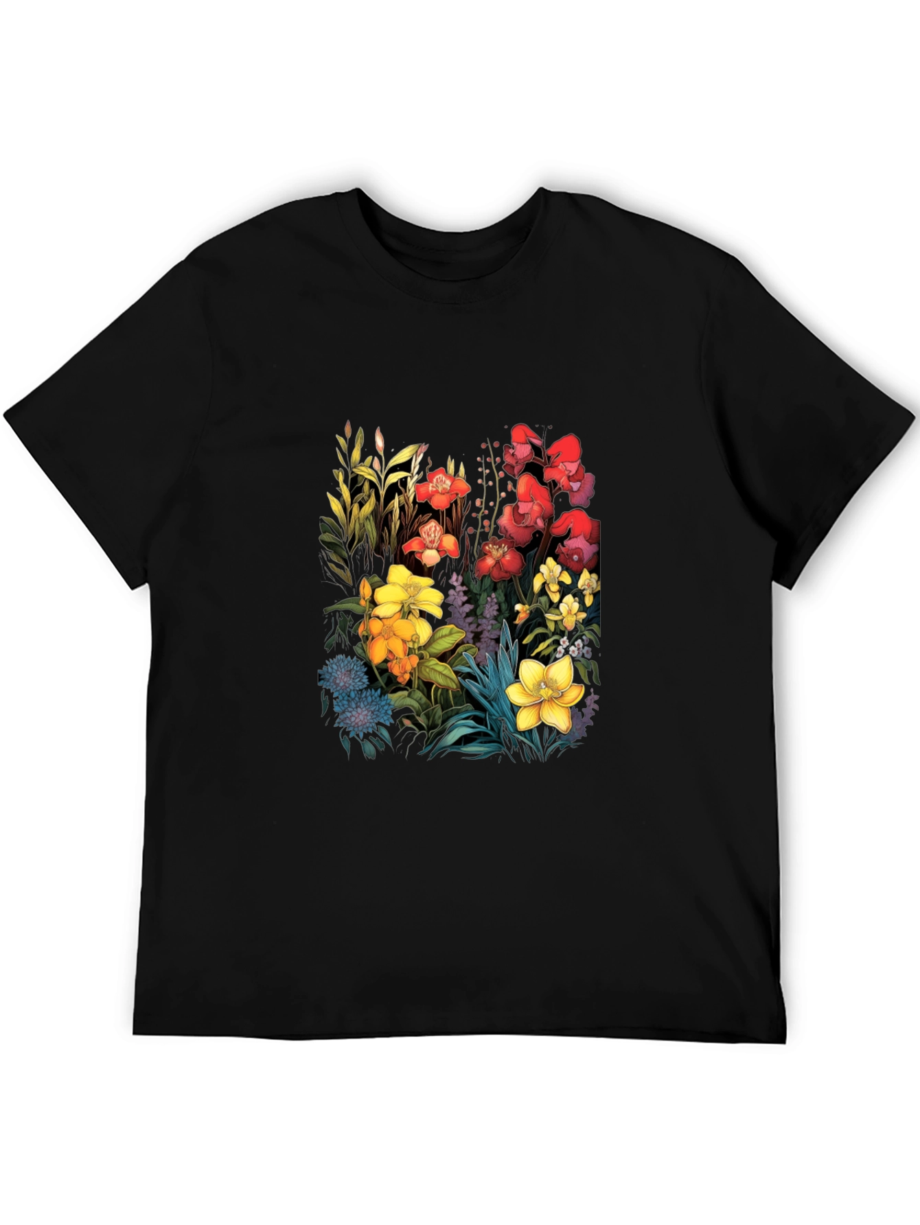 Black Floral Print Black T-Shirt view 5