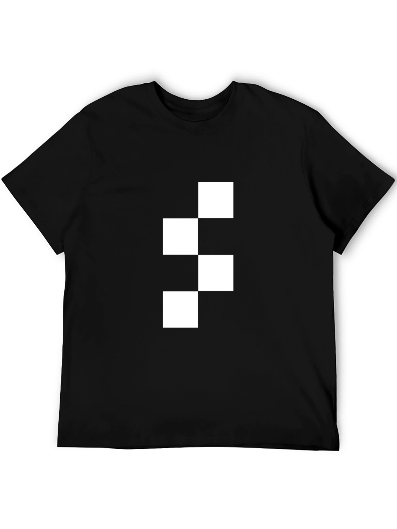 Black Modern Checkered Block Graphic Tee - Black view 5