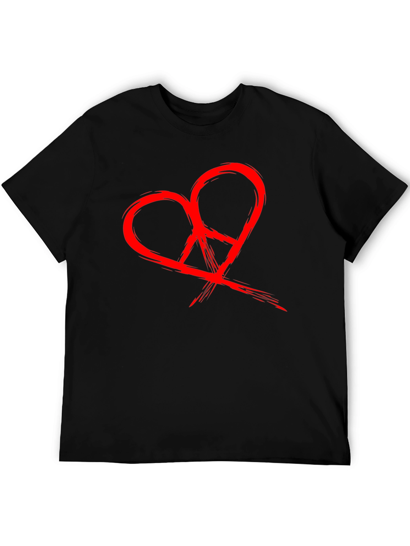 Black Heart Peace Sign Graphic Black T-Shirt view 5