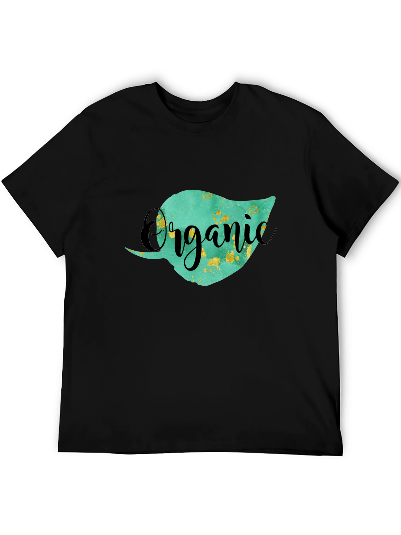 Black Organic Leaf Graphic T-Shirt - Unisex Black Tee view 5