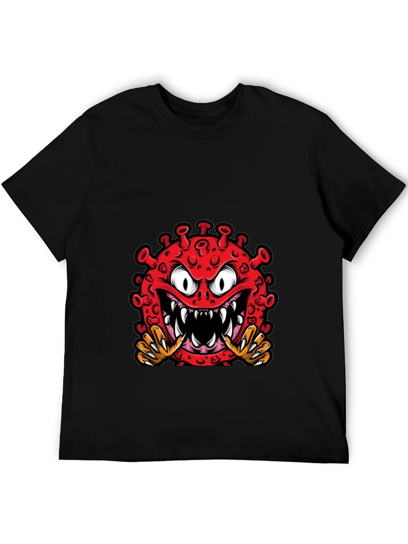 Black Cartoon Virus Graphic Tee - Novelty T-Shirt view 5