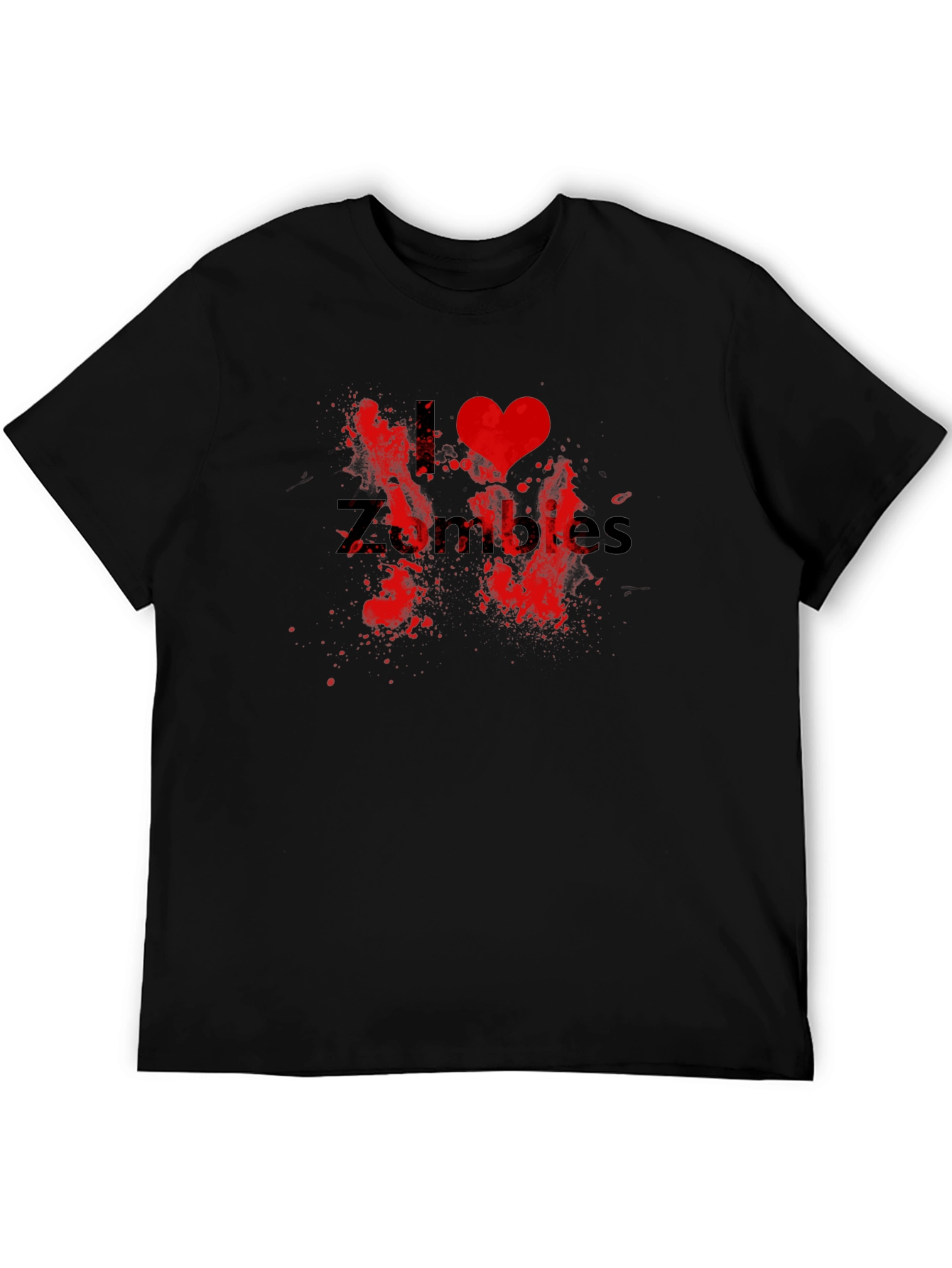 Black I Love Zombies Graphic Tee - Black Cotton T-Shirt view 5