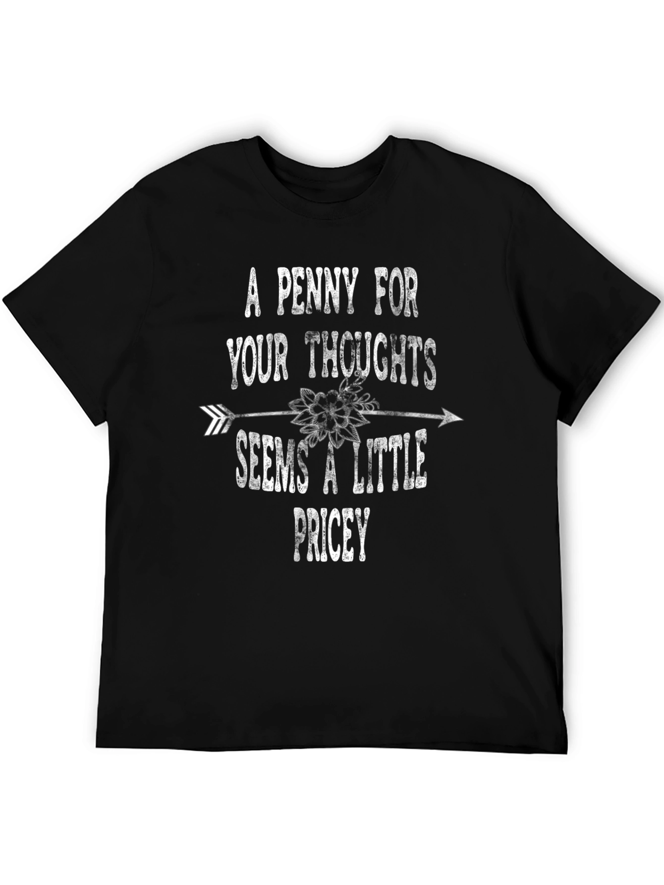 Black A Penny for Your Thoughts Funny T-Shirt view 5