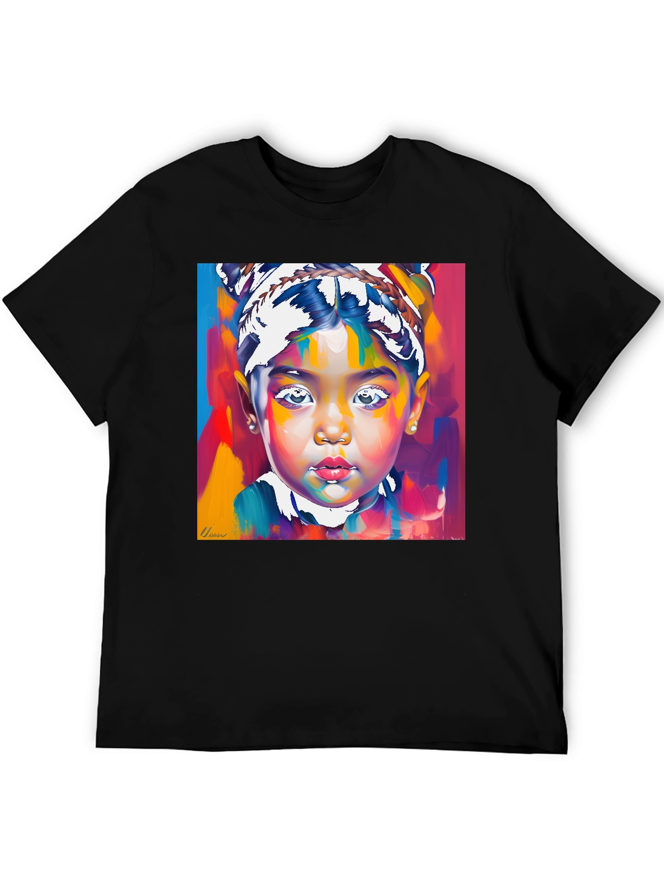 Black Artistic Child Portrait Graphic Tee - Bold & Unique view 5