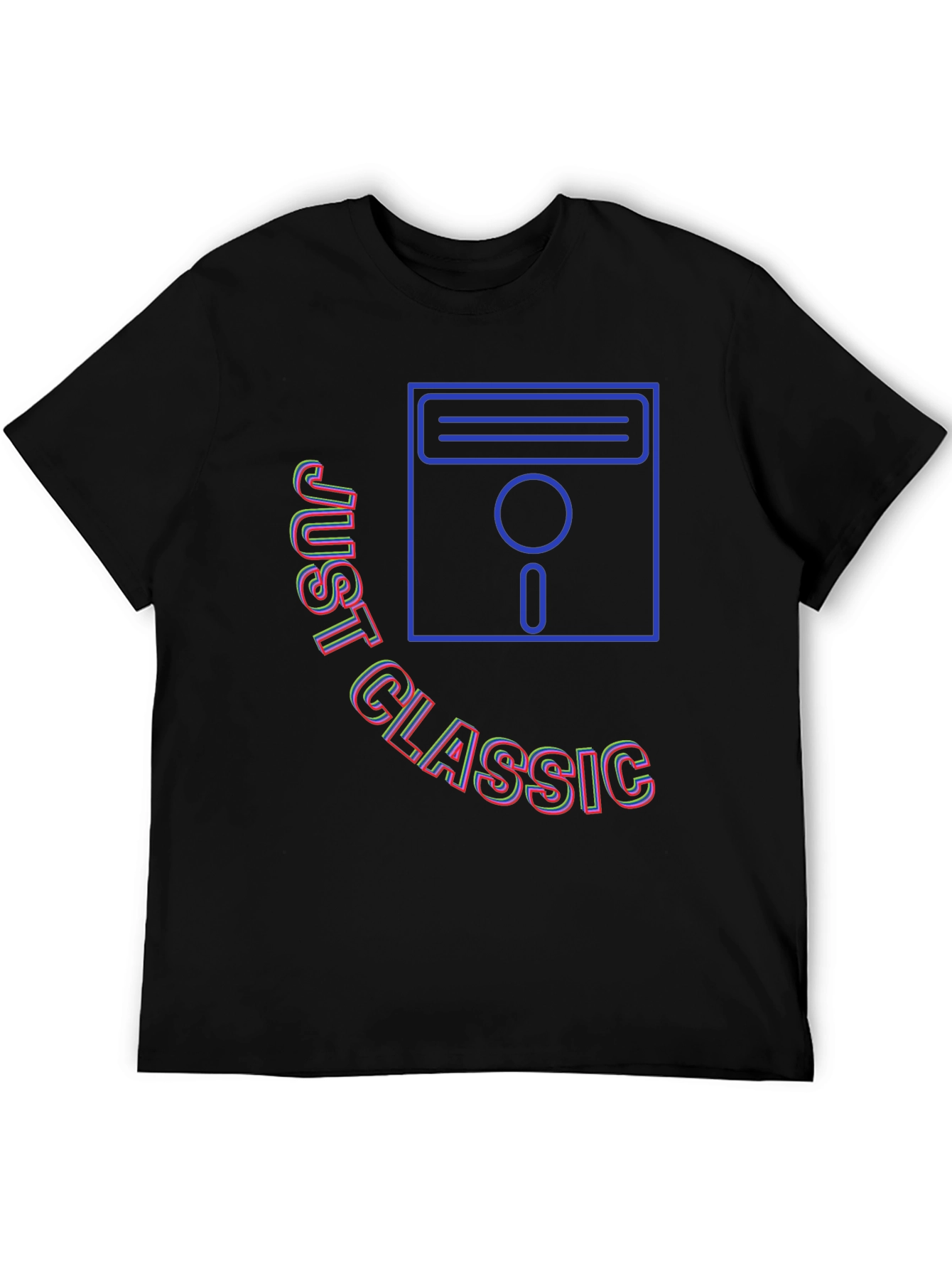 Black Just Classic Retro Floppy Disk Graphic T-Shirt view 5