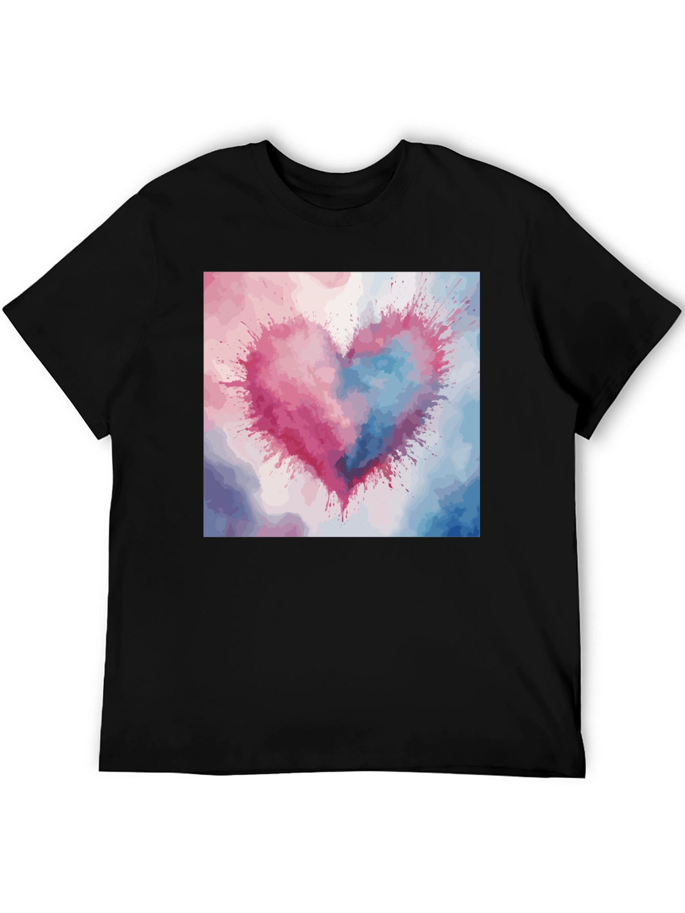 Black Watercolor Heart Graphic Tee view 5