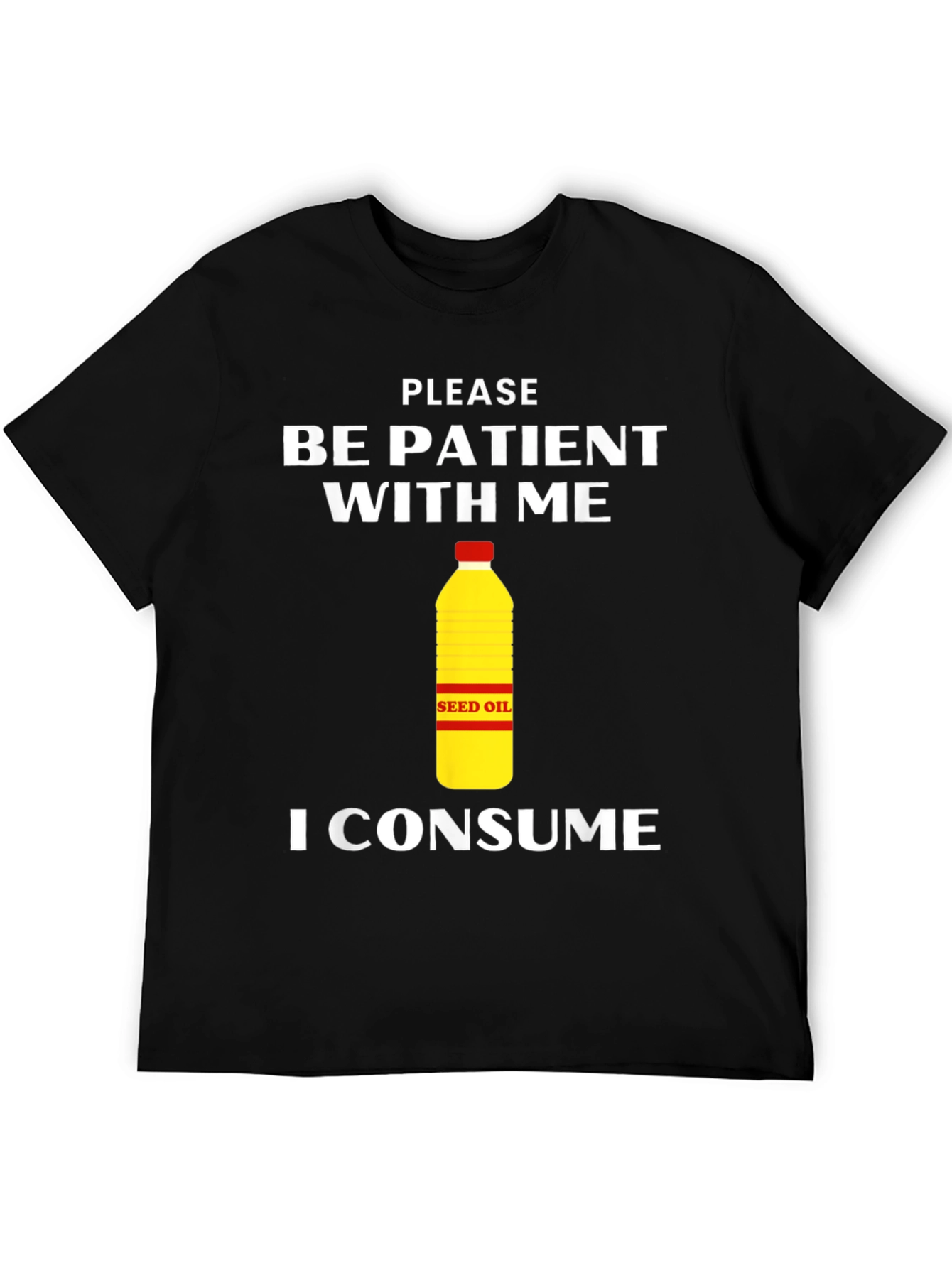 Black Patient Seed Oil Consumer T-Shirt - Black Cotton Tee view 5