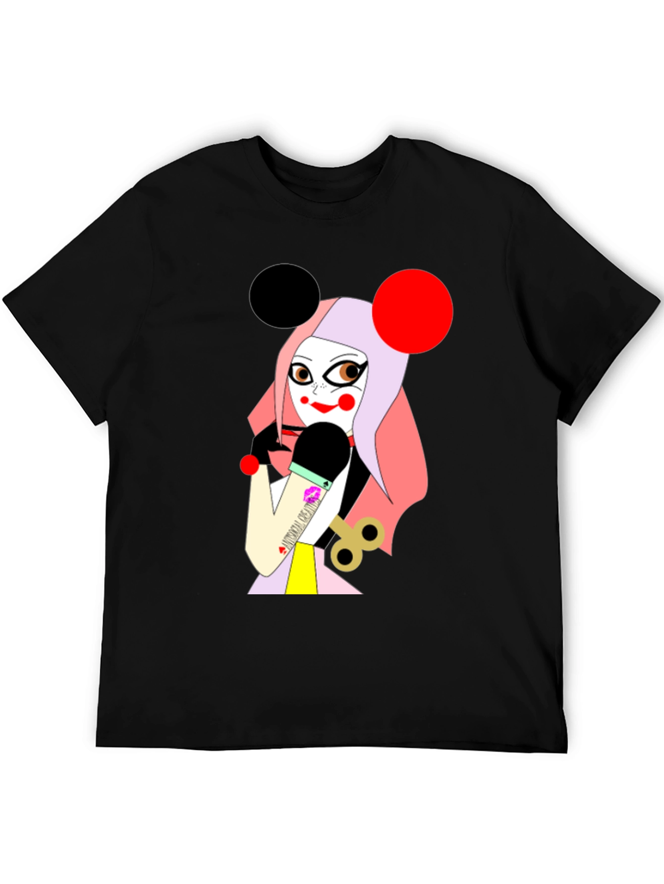 Black Unique Graphic T-Shirt: Cartoon Character view 5