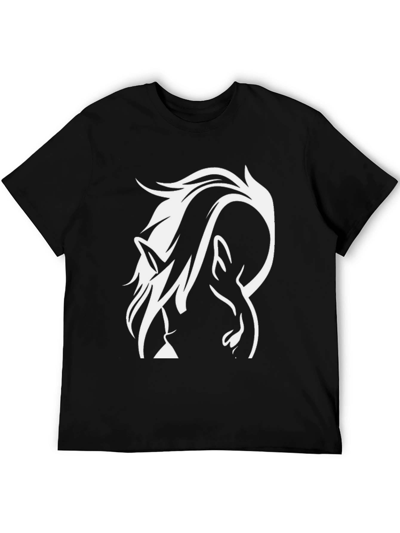 Black Abstract Horse Graphic Tee - Men's Black T-Shirt view 5