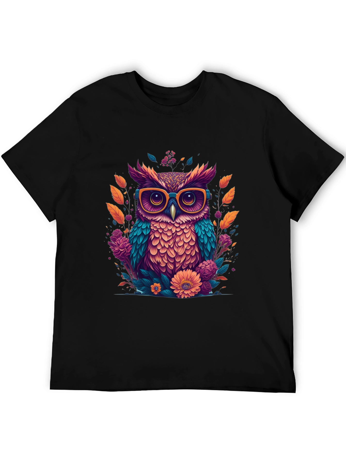 Black Owl with Glasses Graphic Tee view 5