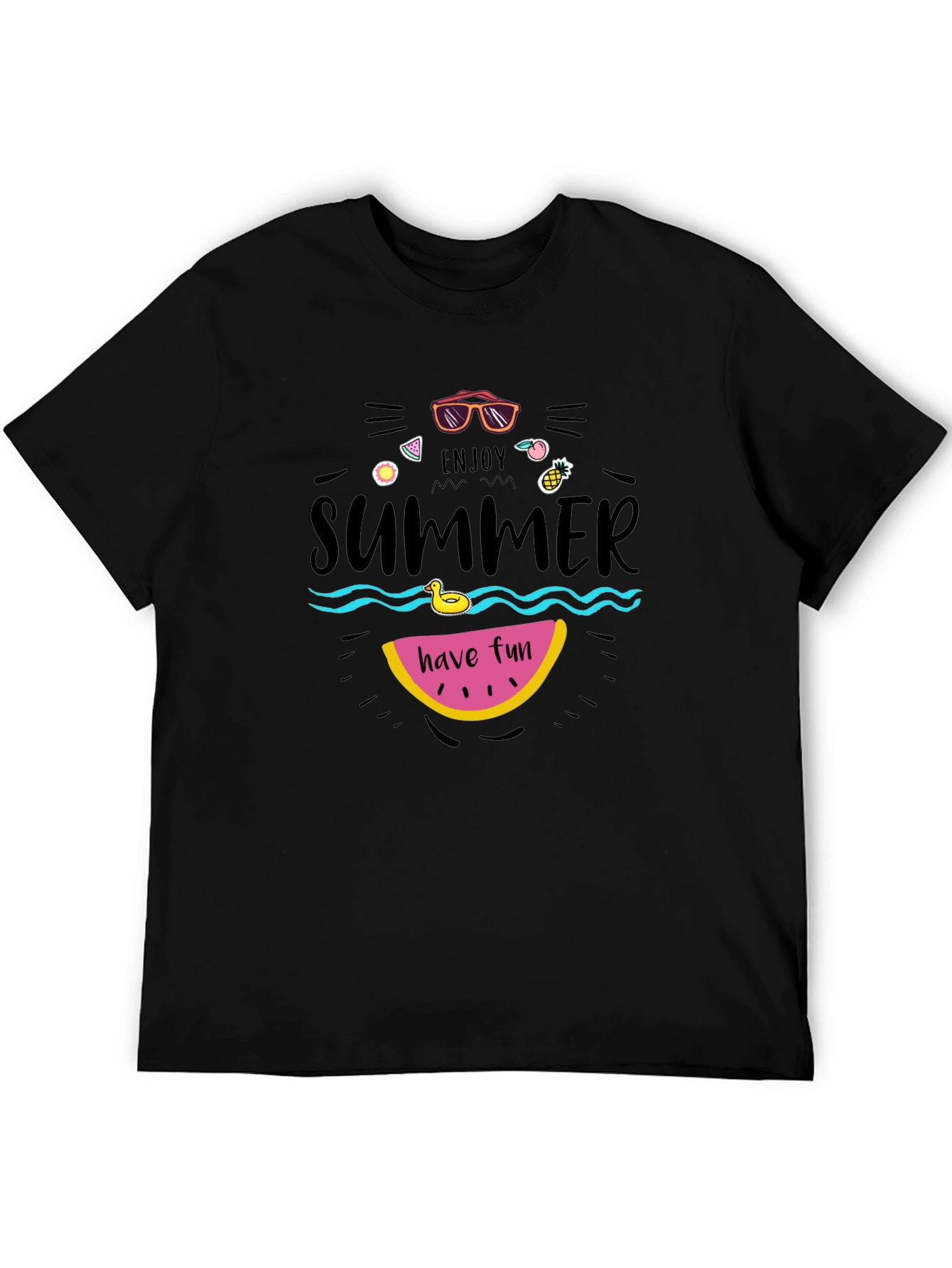 Black Enjoy Summer Graphic Tee - Fun in the Sun! view 5