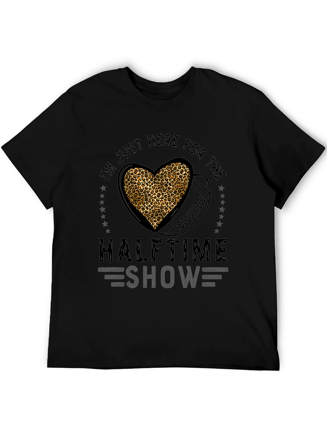 Black Halftime Show Leopard Heart Football T-Shirt view 5
