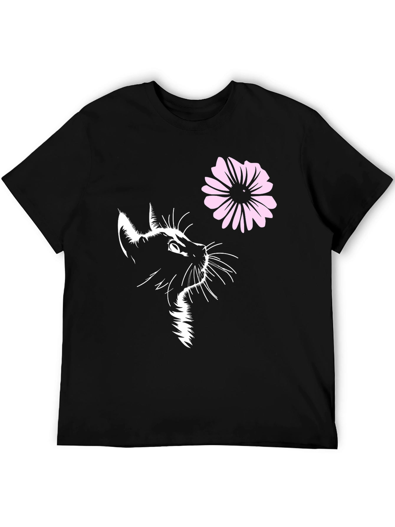 Black Black Cat & Flower Graphic T-Shirt view 5