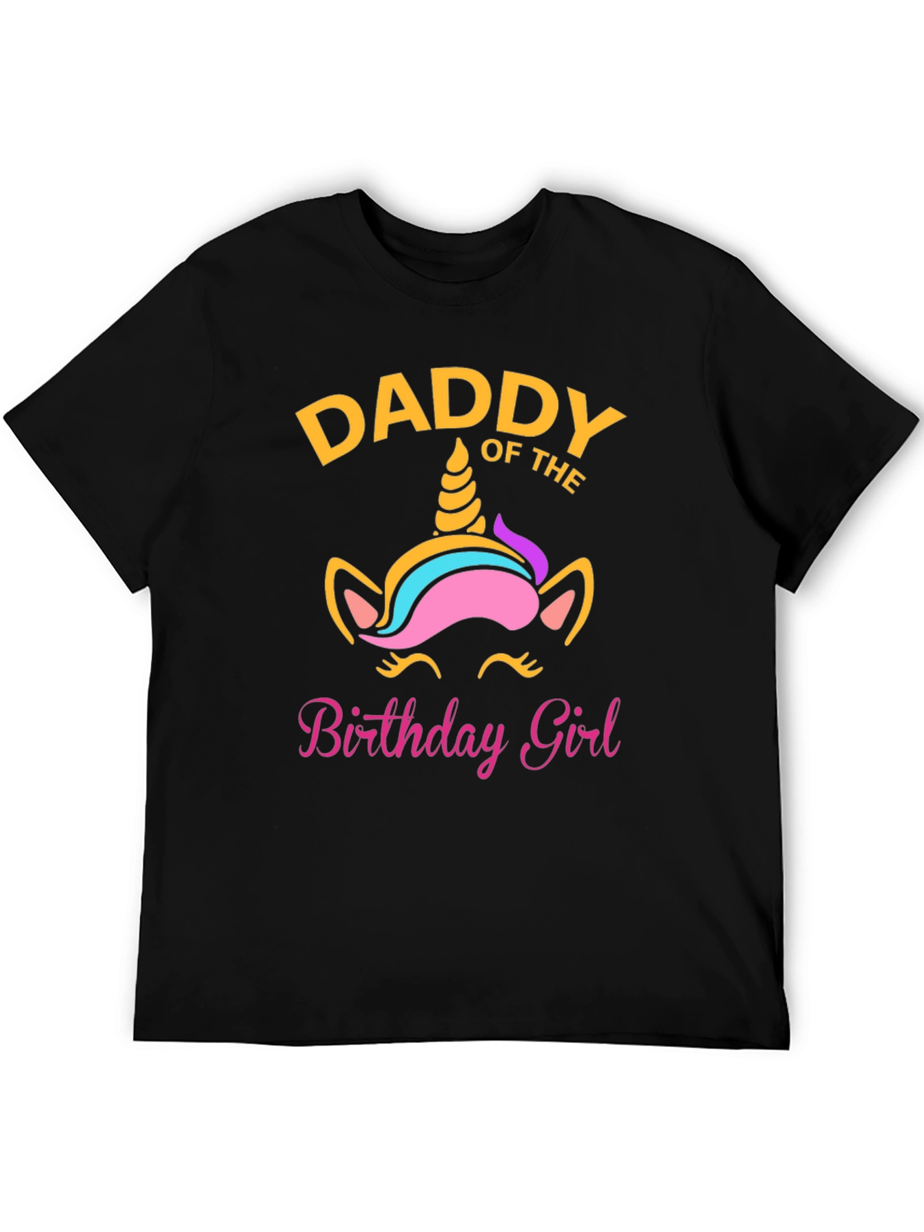 Black Daddy of the Birthday Girl Unicorn T-Shirt view 5