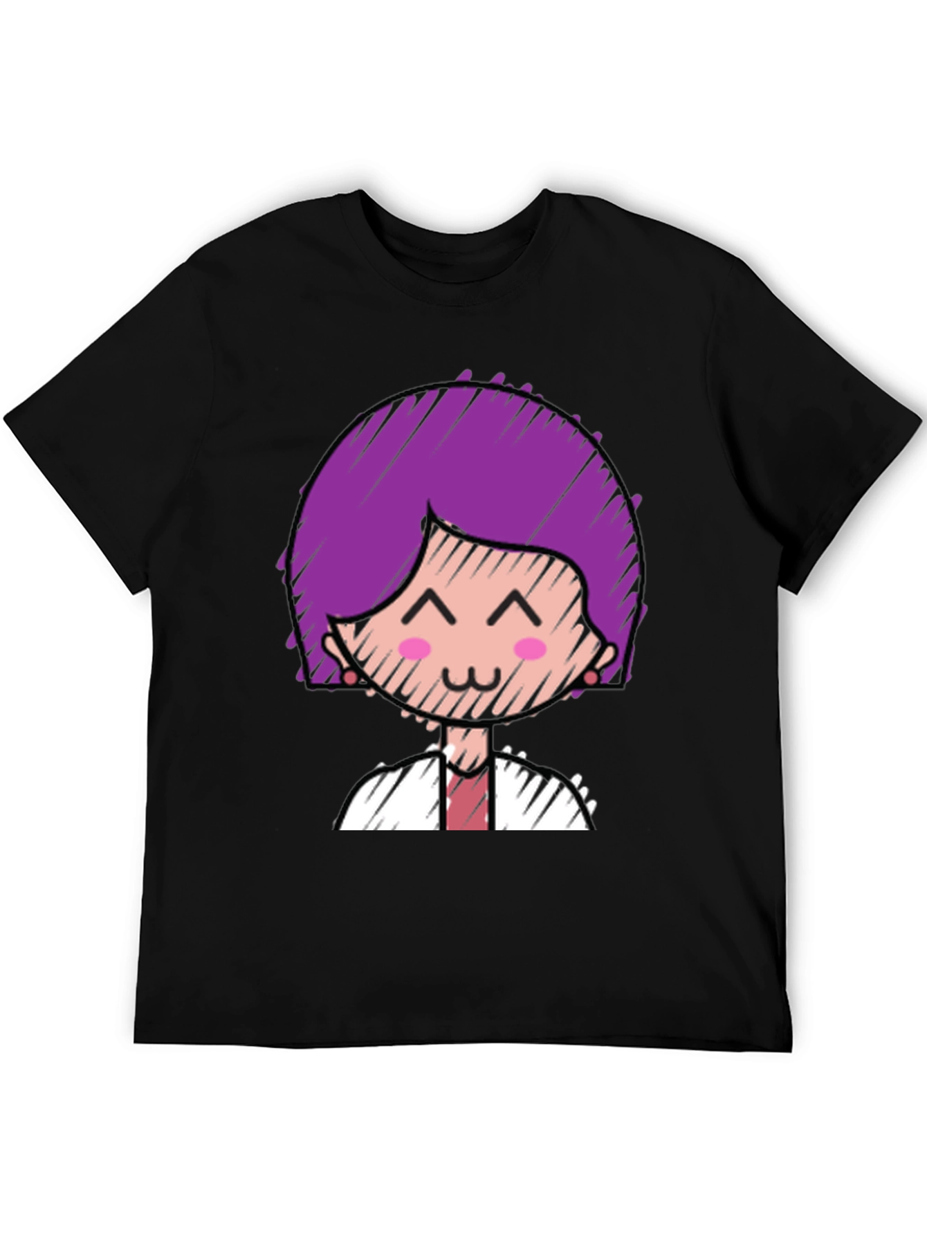 Black Cute Character Graphic Tee - Black Cotton Blend view 5