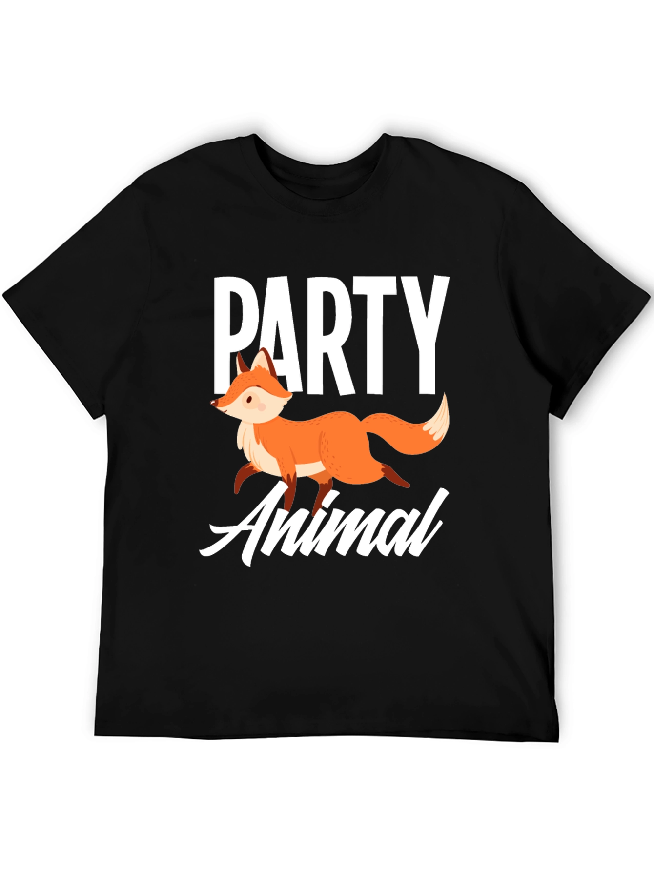 Black Party Animal Fox Graphic T-Shirt - Unisex view 5