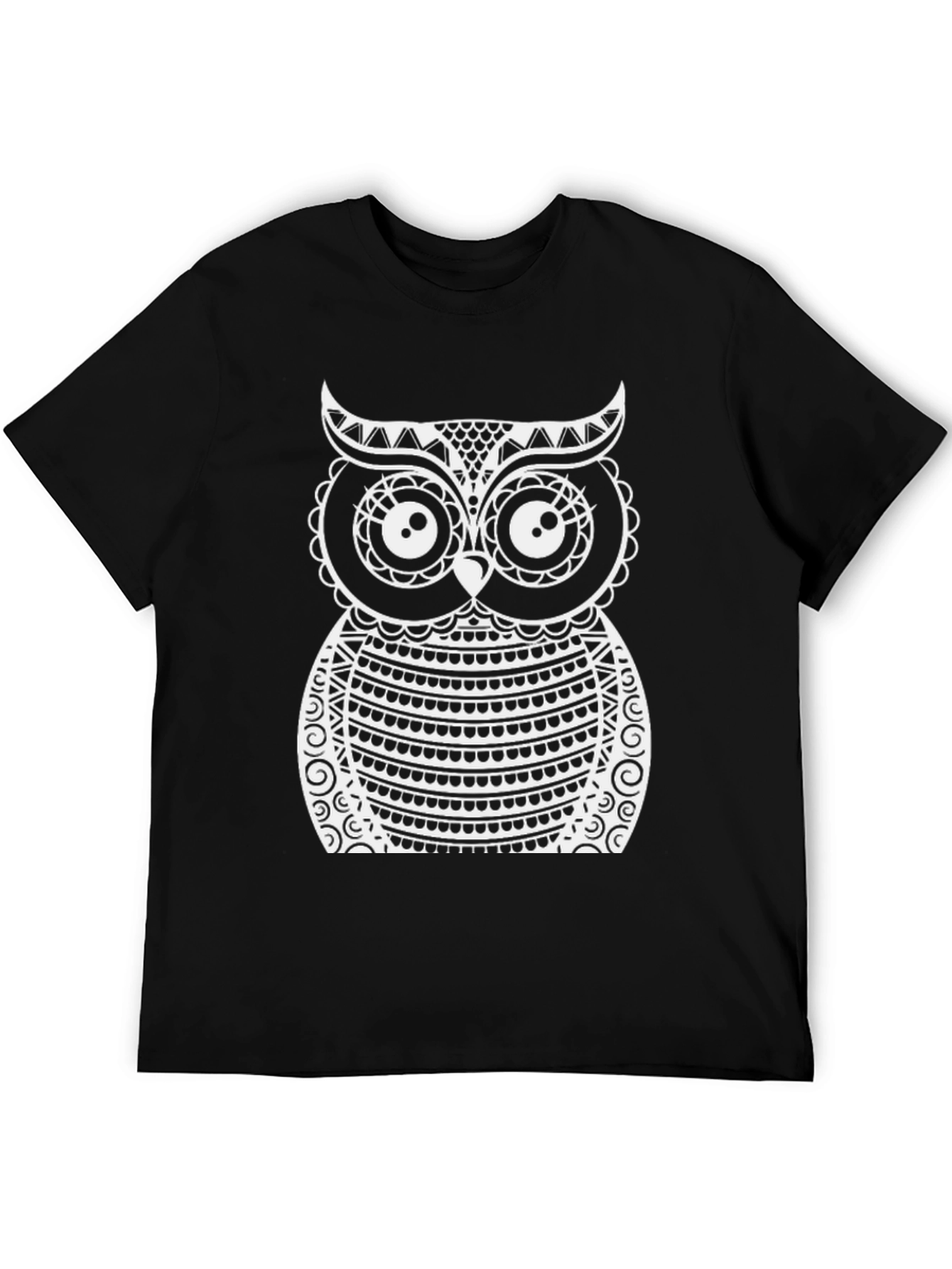 Black Owl Graphic Print Black T-Shirt view 5