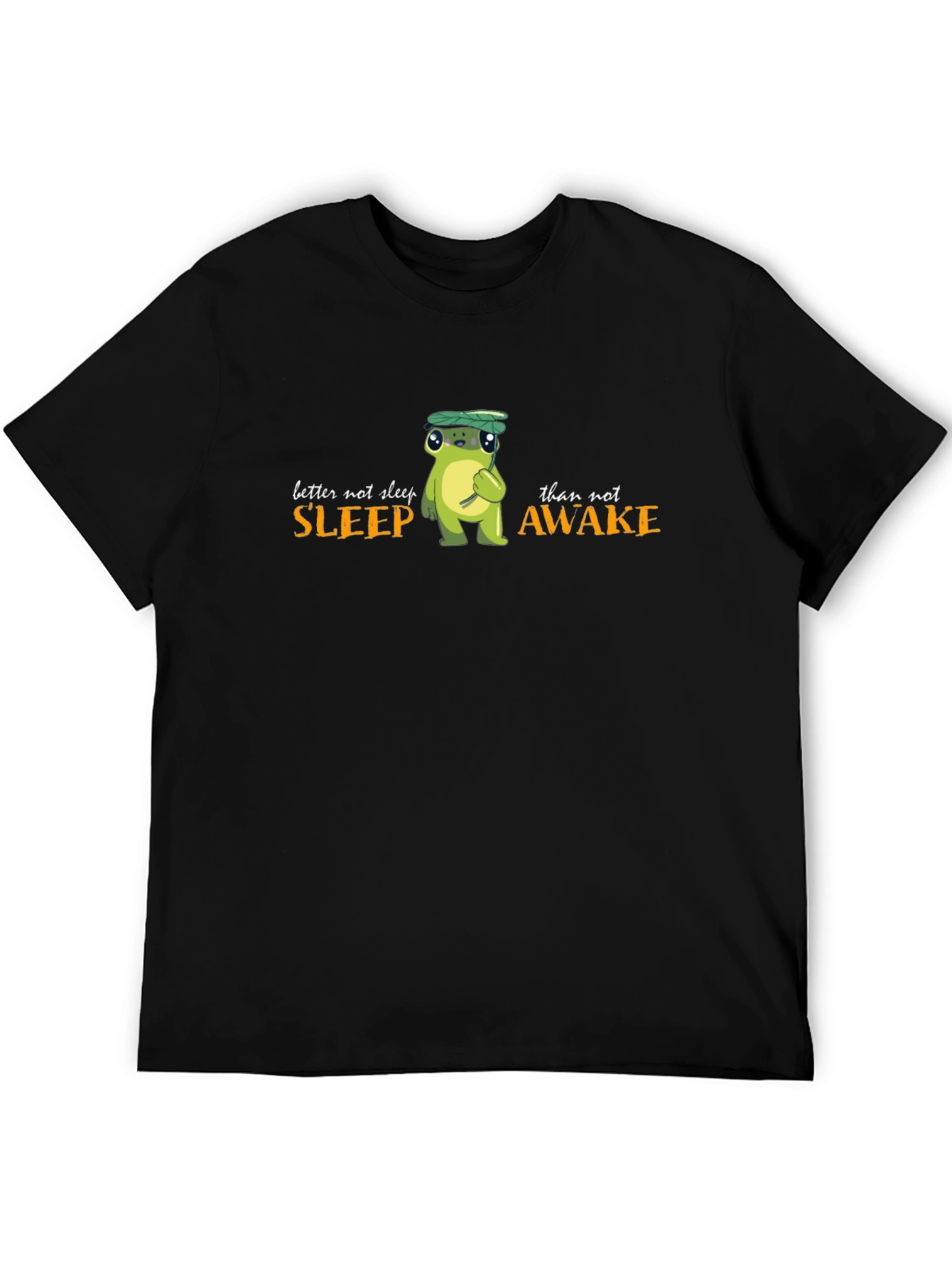 Black Better Not Sleep Frog Graphic Black T-Shirt view 5