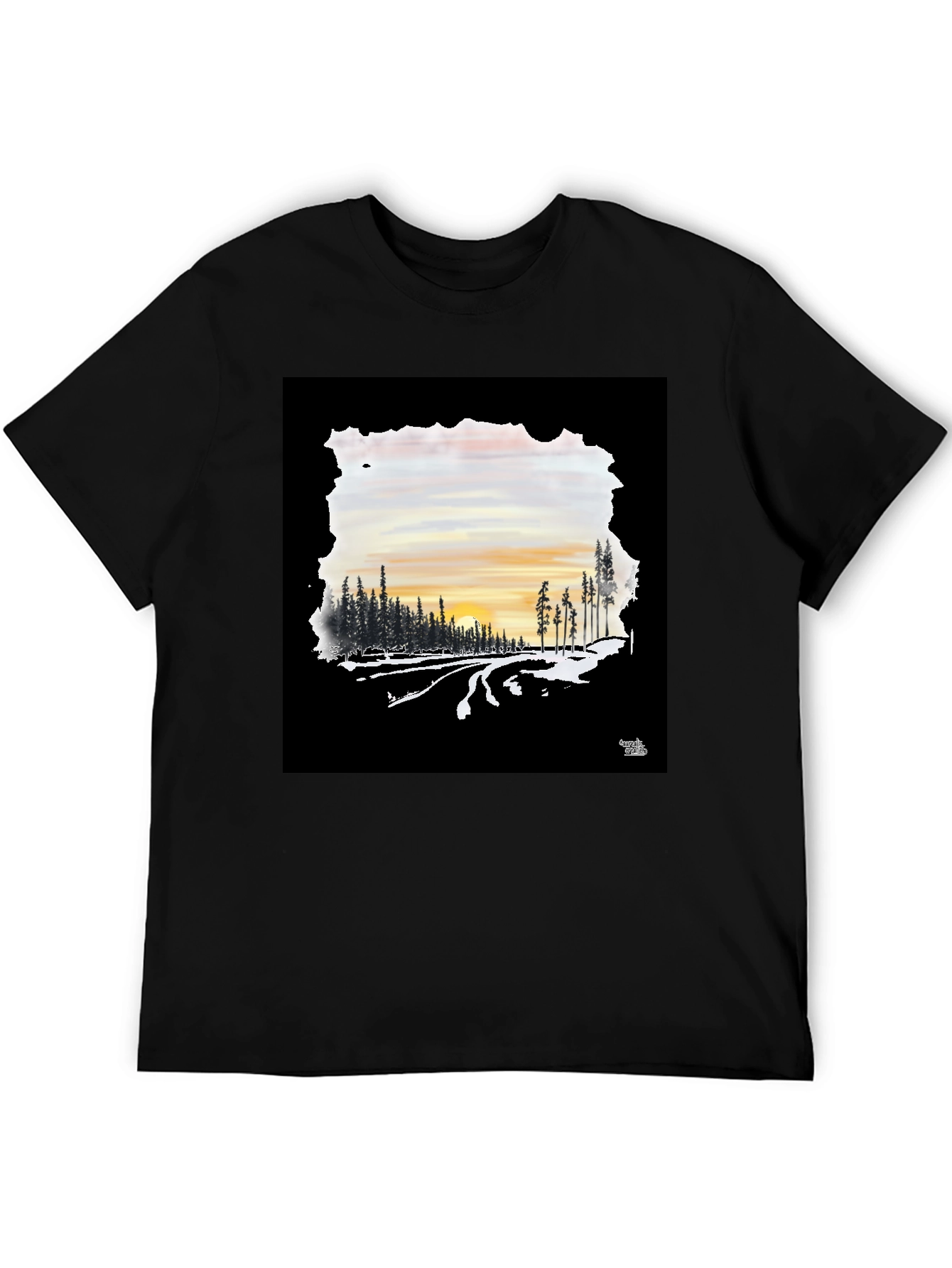 Black Sunset Road Black Graphic Tee view 5