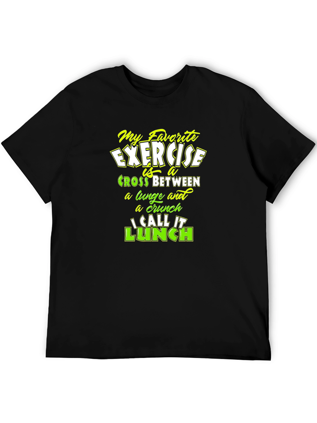 Black Funny Exercise Lunch Black T-Shirt view 5