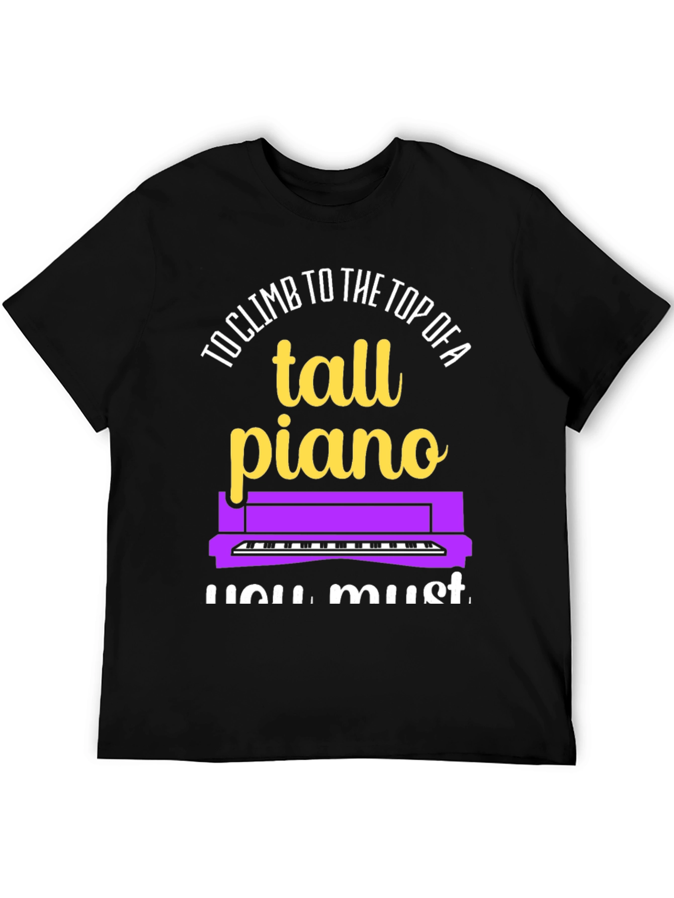 Black Tall Piano Graphic Tee - Musician's Novelty Shirt view 5