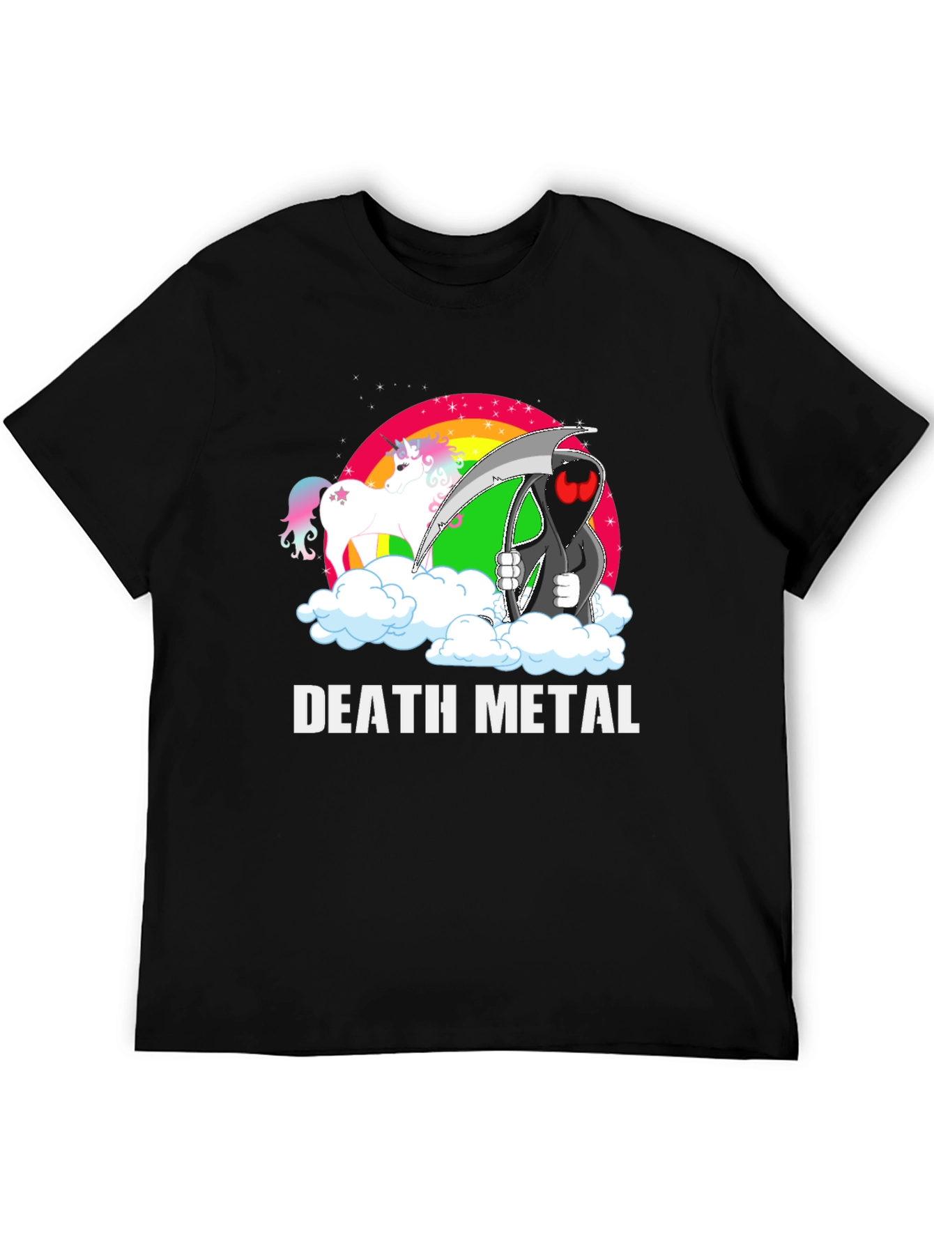 Black Death Metal Unicorn Graphic T-Shirt view 5