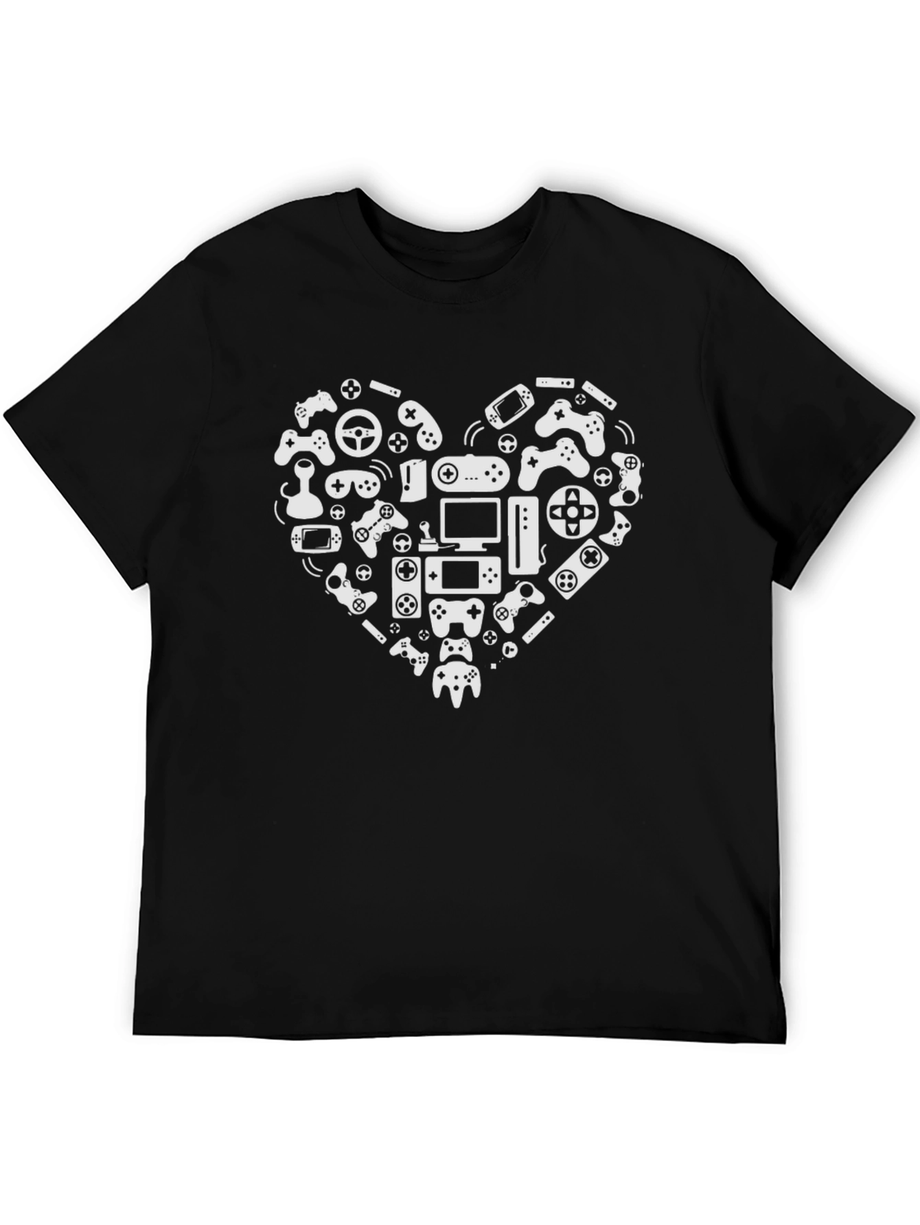 Black Gamer Heart T-Shirt - Black Cotton Tee view 5