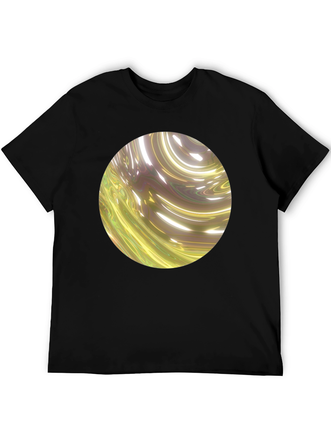 Black Abstract Swirl Graphic Black T-Shirt view 5