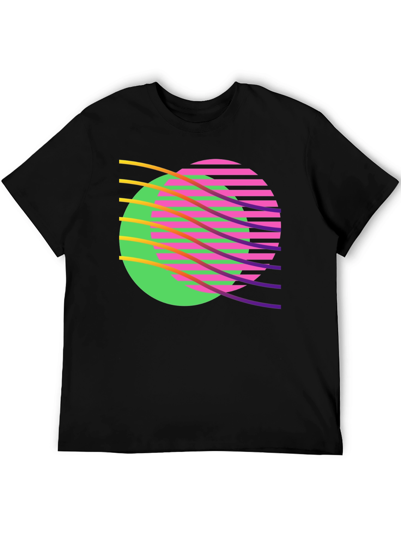 Black Retro Wave Graphic T-Shirt - Black view 5