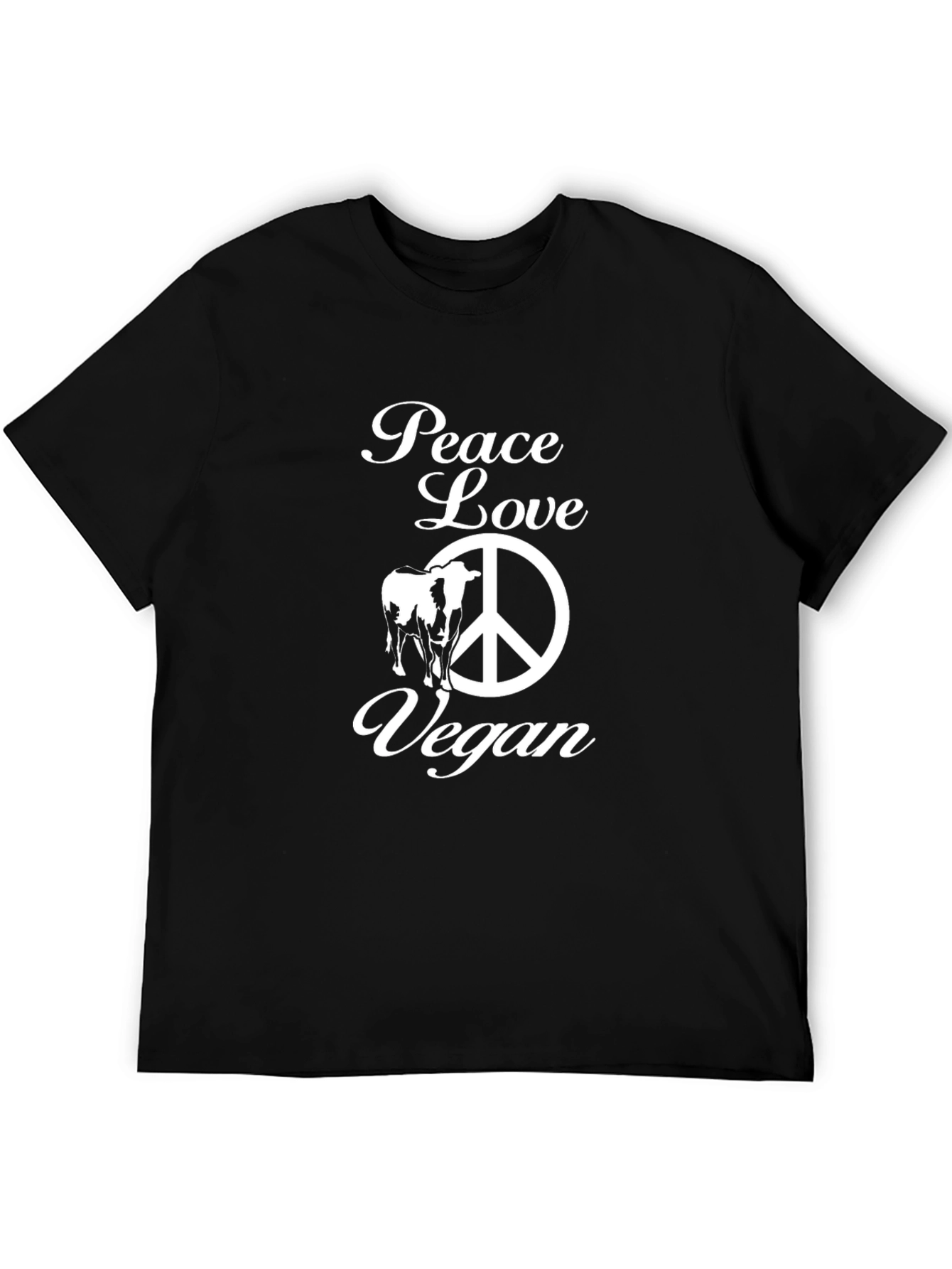 Black Peace Love Vegan Graphic T-Shirt - Unisex Black Tee view 5