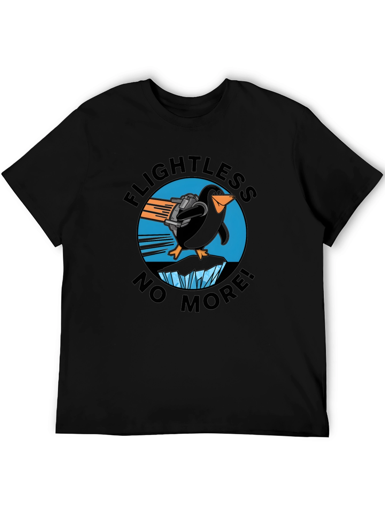 Black Flightless No More Penguin T-Shirt view 5
