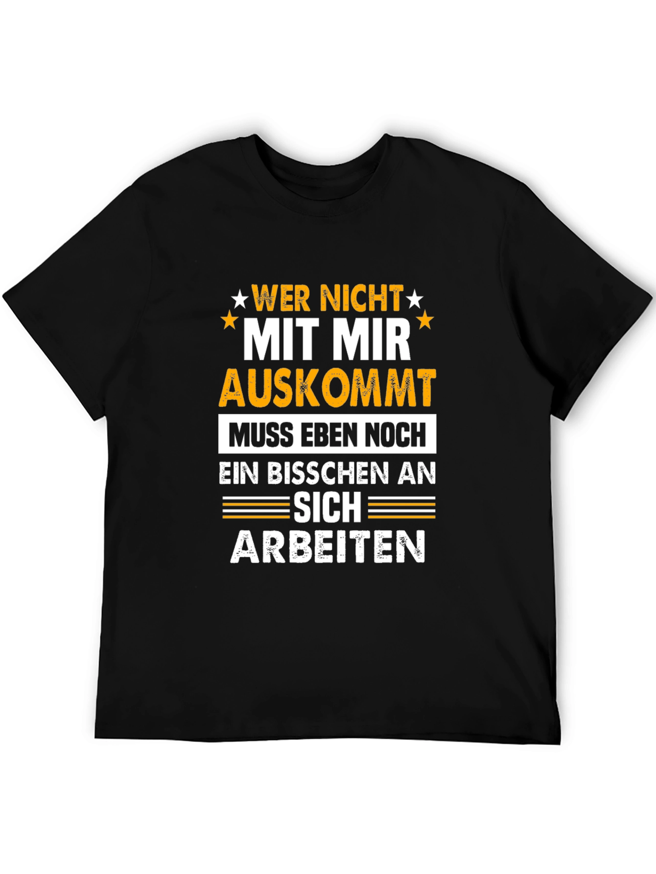 Black Wer Nicht Mit Mir Auskommt T-Shirt Funny German Sarcasm view 5