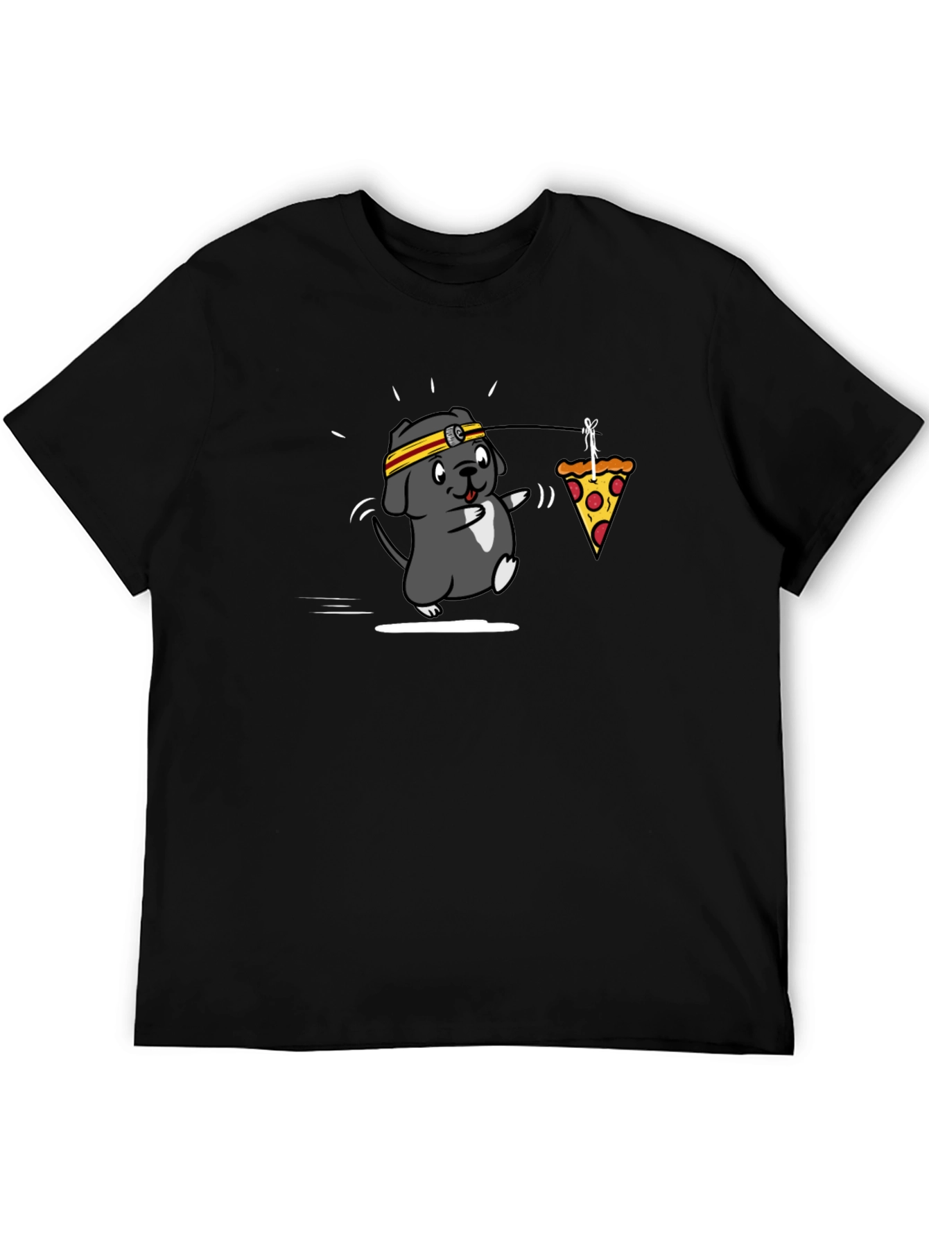 Black Pizza Dog T-Shirt - Funny Graphic Tee view 5