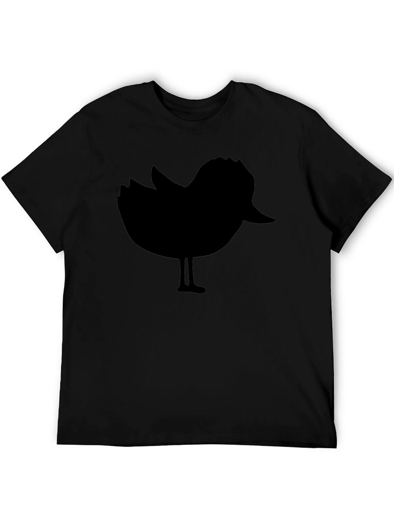Black Black T-Shirt with Silhouette Bird Design view 5