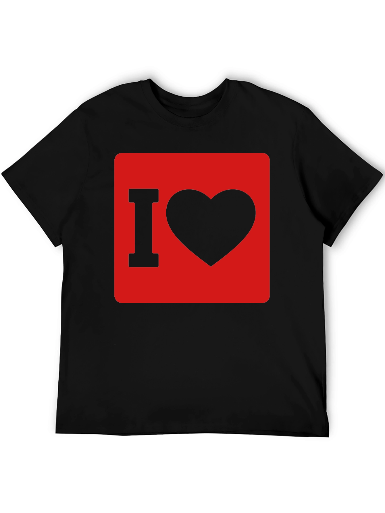Black I Love Heart Graphic T-Shirt - Black Cotton Tee view 5