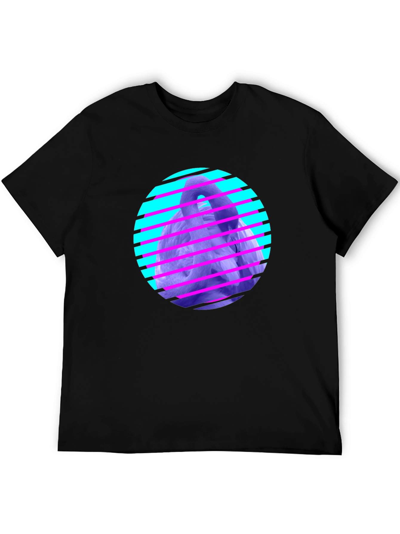 Black Retro Wave Gorilla Graphic Tee - Black Cotton view 5