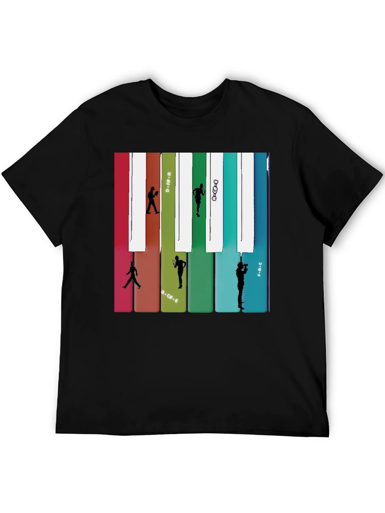Black Music Note Piano Keys Runner T-Shirt view 5
