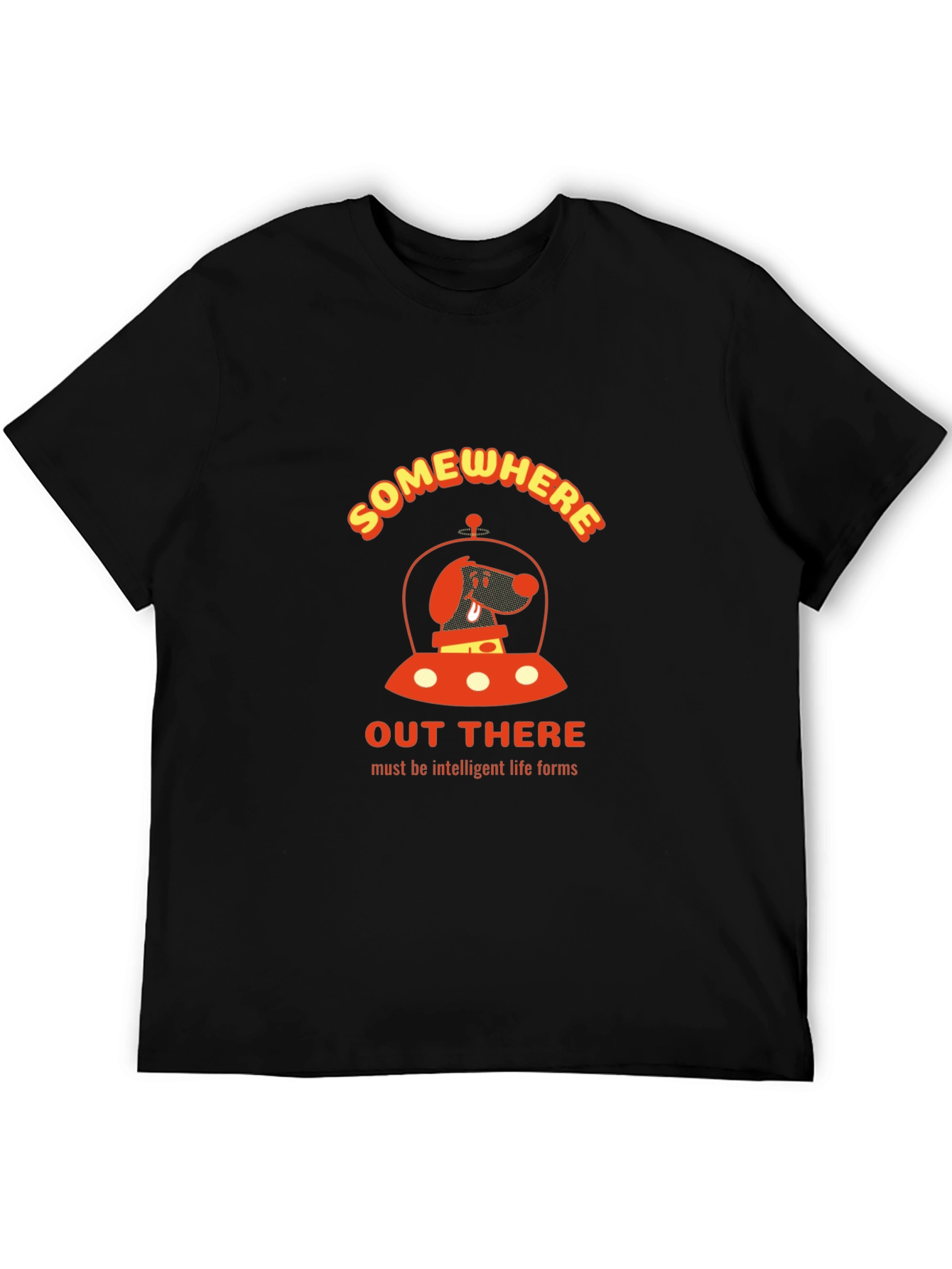 Black Somewhere Out There Dog Space T-Shirt view 5