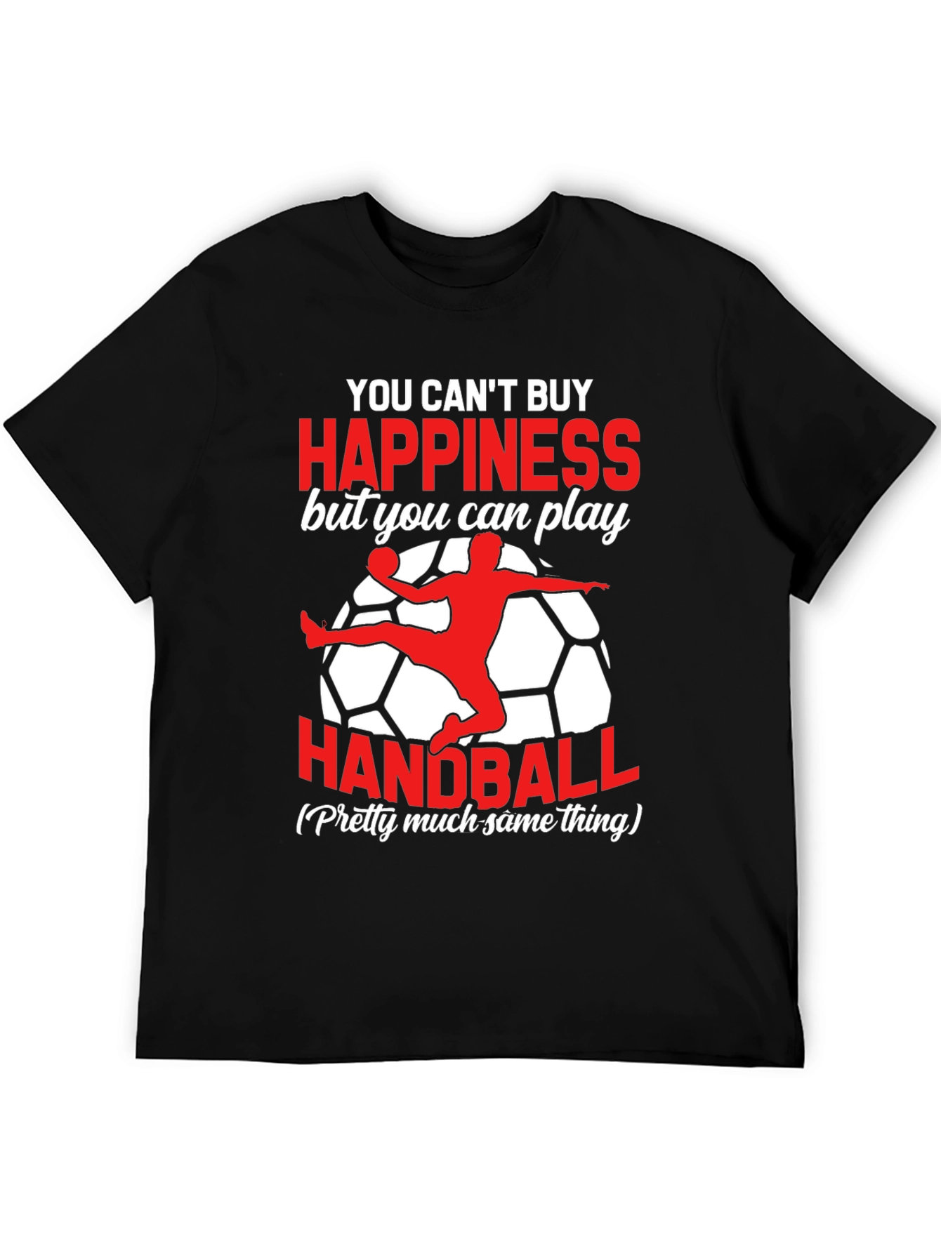 Black Funny Handball T-Shirt - Can't Buy Happiness view 5
