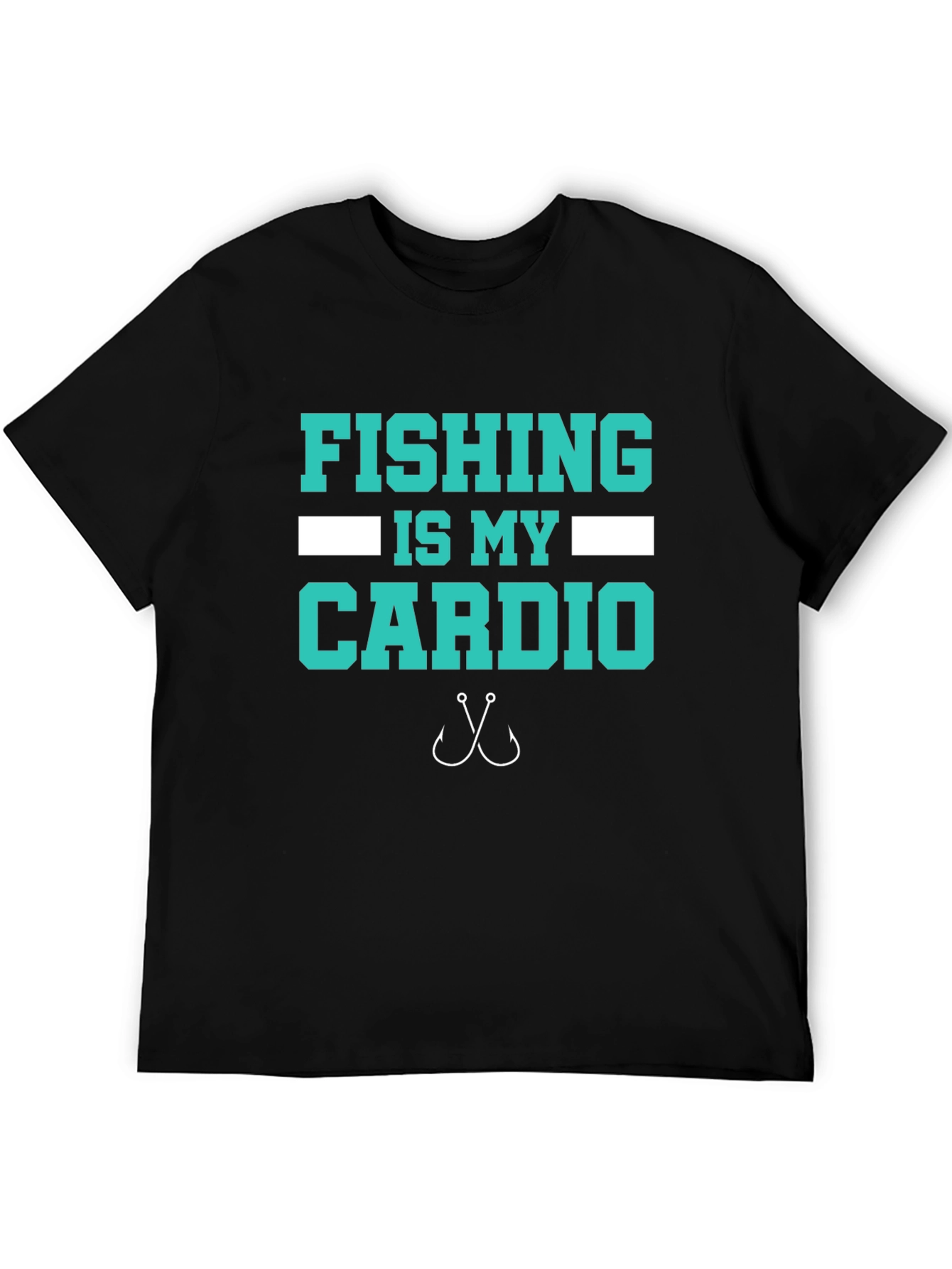 Black Fishing Is My Cardio T-Shirt - Black Cotton Tee view 5