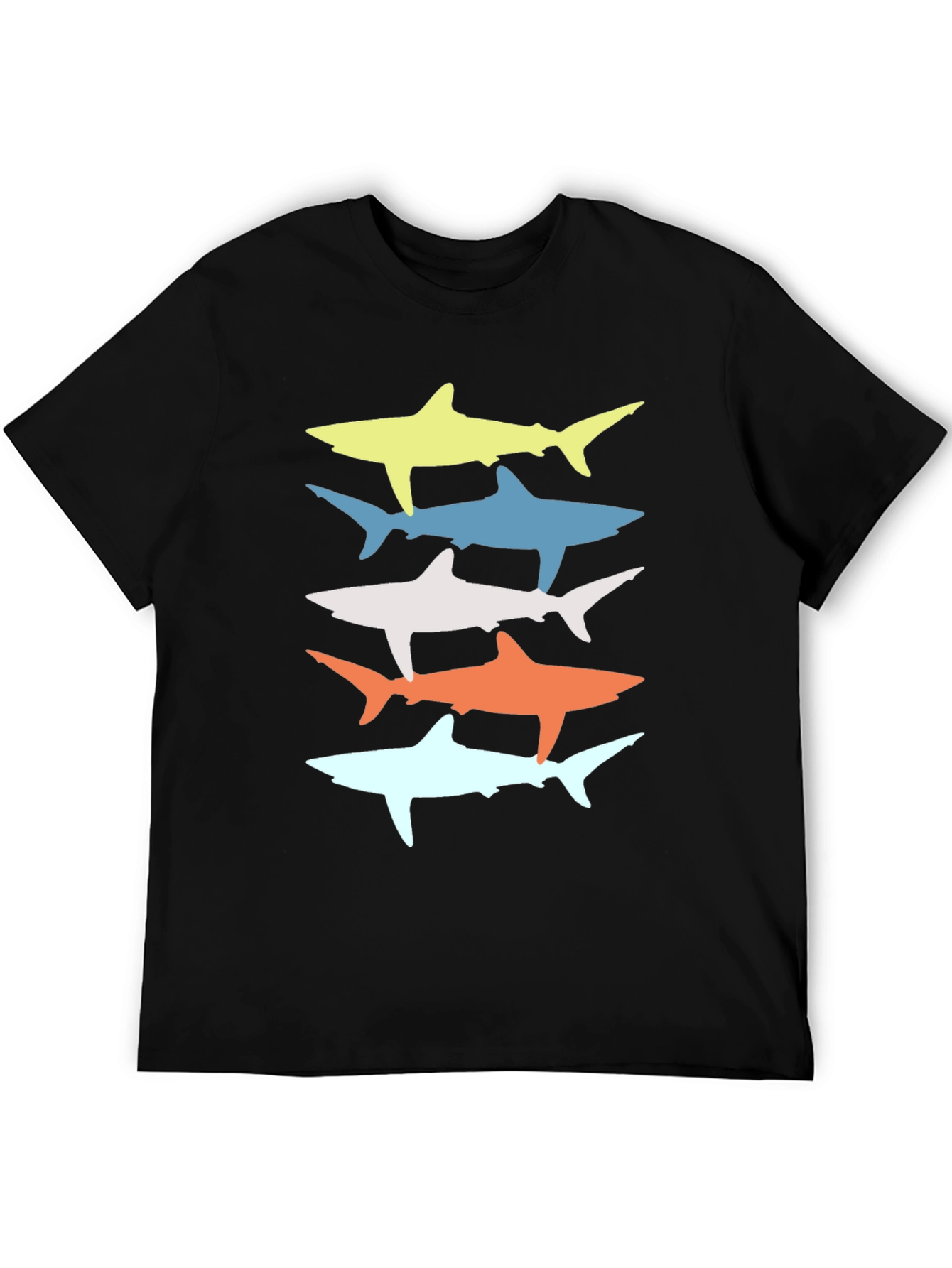 Black Retro Shark Stack Graphic Tee - Cool Casual Style view 5