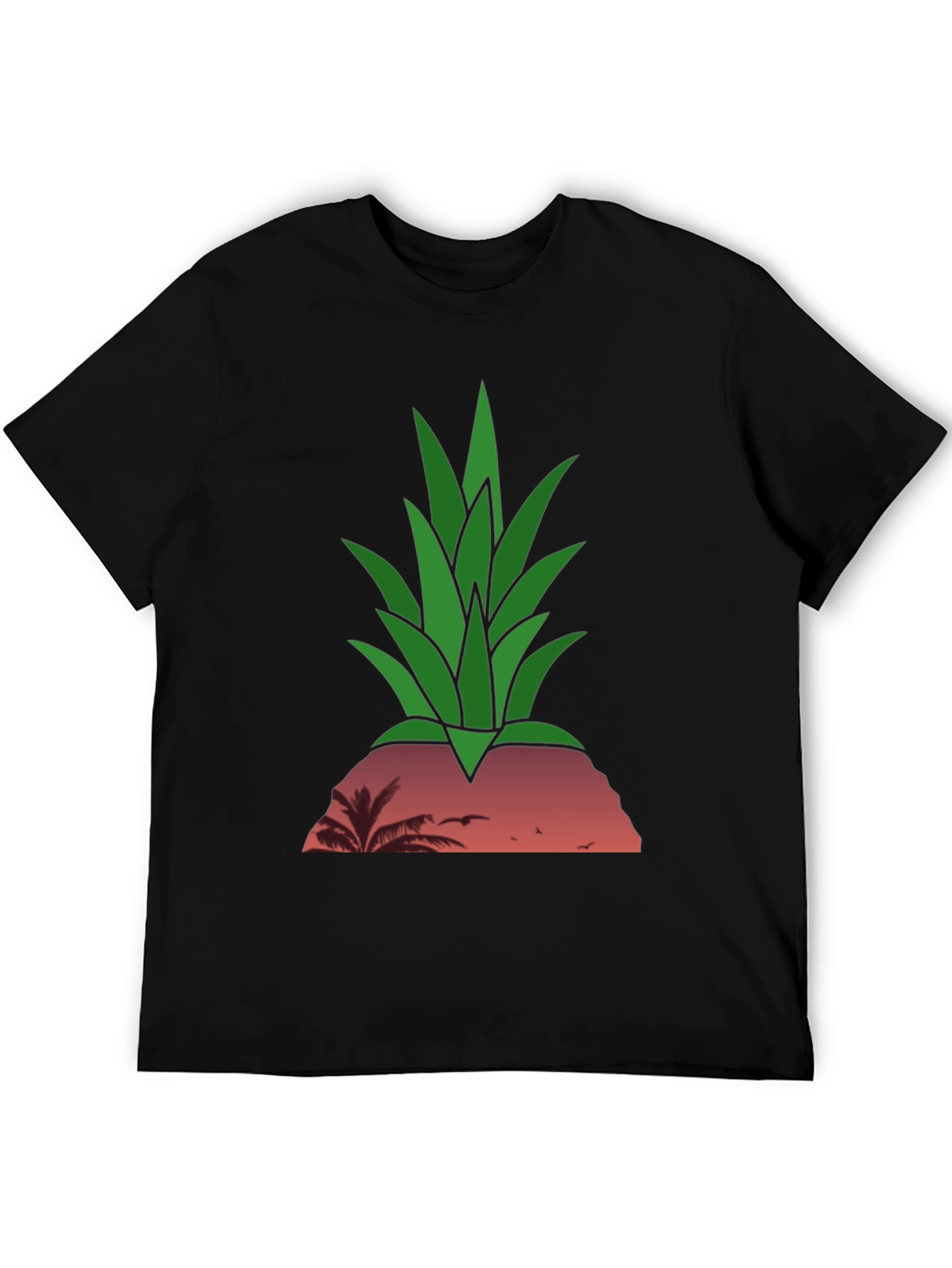 Black Tropical Pineapple Sunset T-Shirt view 5