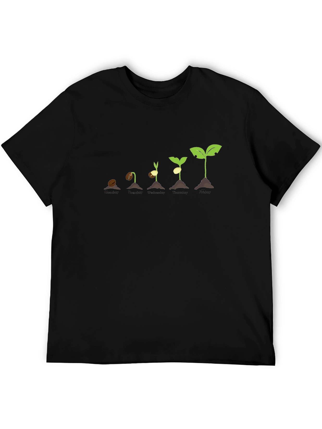 Black Plant Growth Stages T-Shirt - Black Cotton Tee view 5