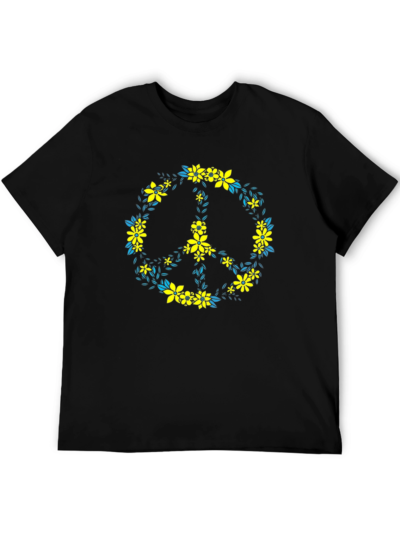 Black Floral Peace Sign Black T-Shirt view 5
